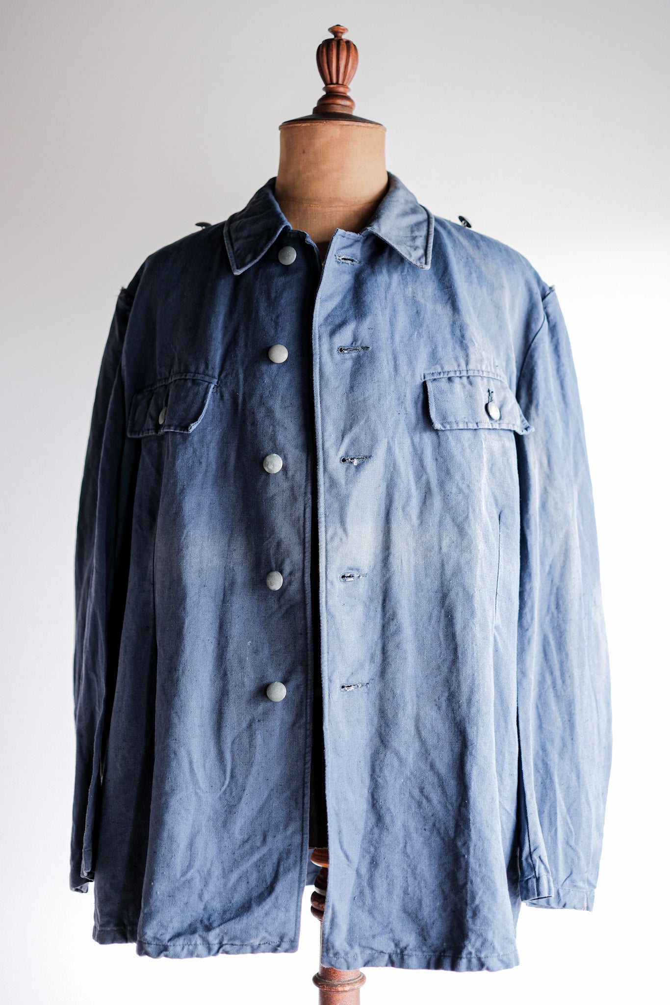 【~40's】German Navy Drillich Indigo Cotton Jacket "Kriegsmarine"