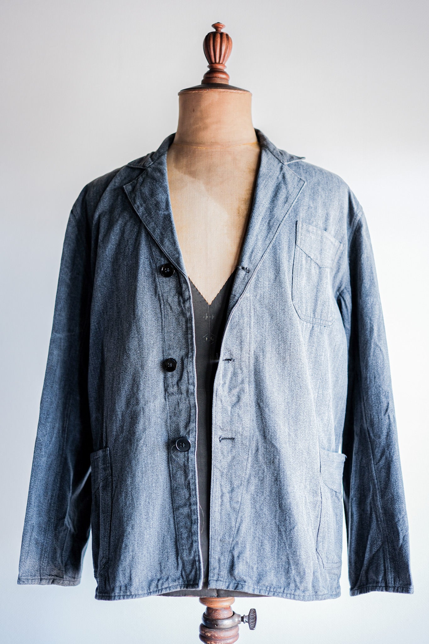 【~40’s】French Vintage Salt & Pepper Cotton Lapel Work Jacket
