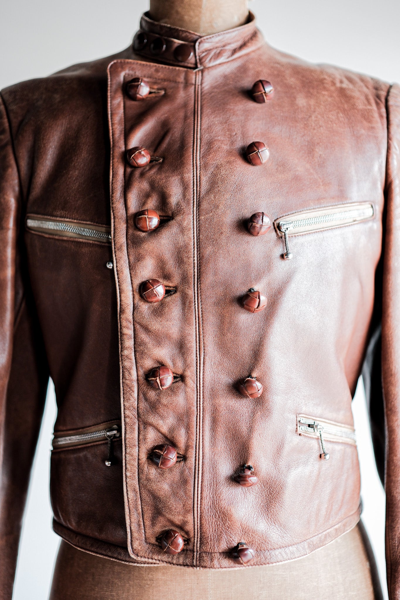 【~30's】German Vintage Double Breasted Motorcycle Leather Jacket