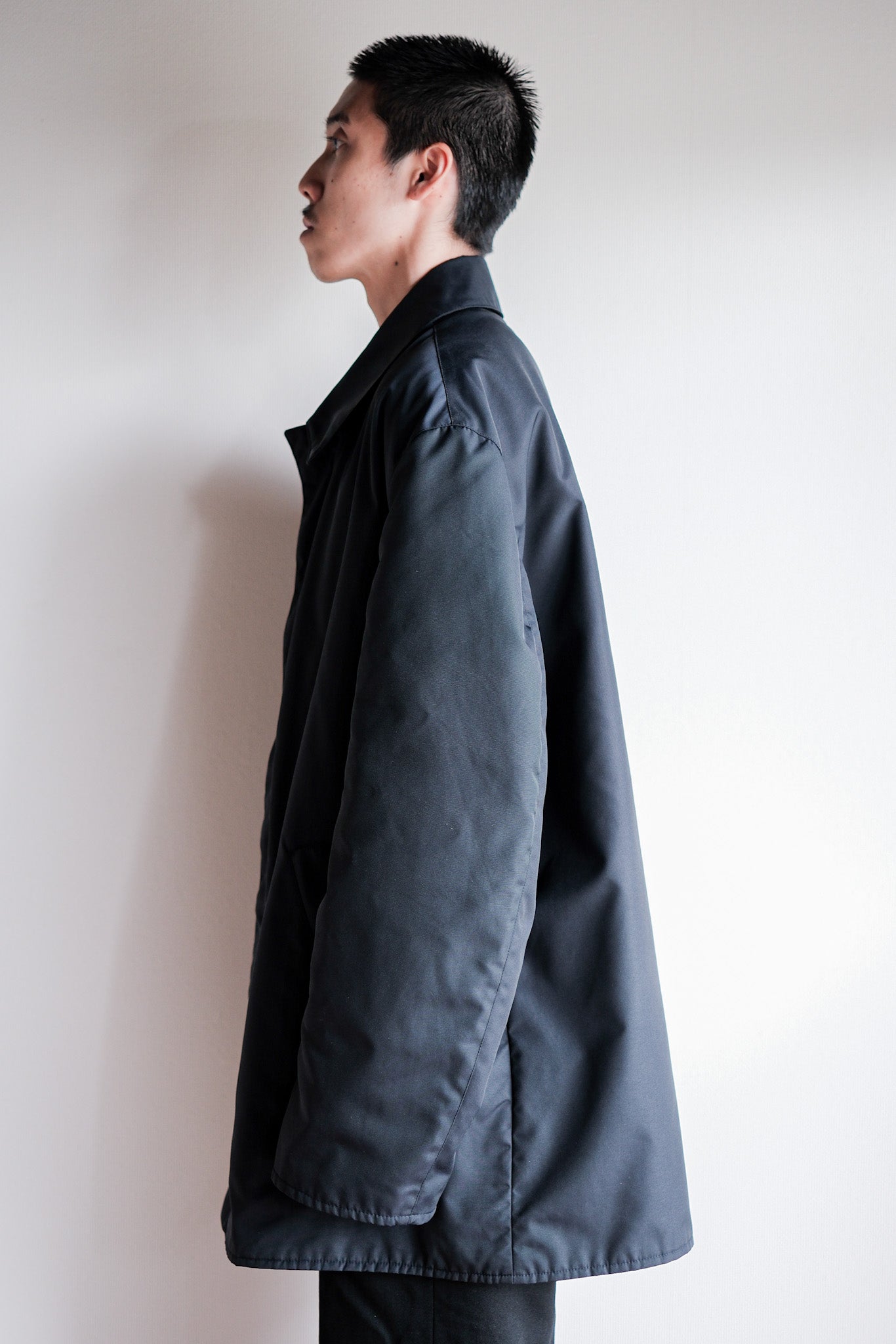 【~90's】Old Hermès Paris Navy Polyamide Harf Coat Size.56