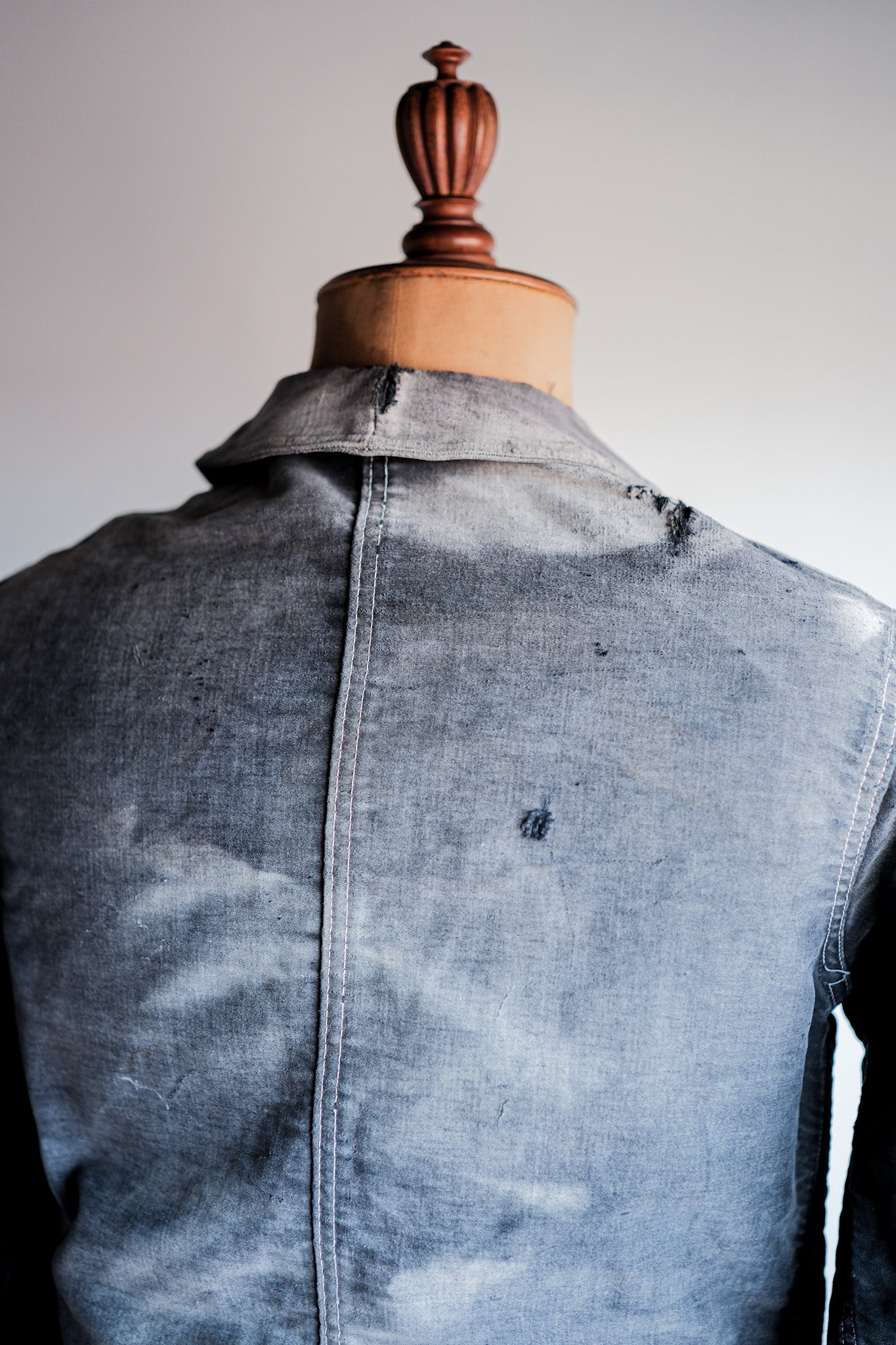 【~40's】French Vintage Black Moleskin Work Jacket "Boro" "Le Mont St. Michel"