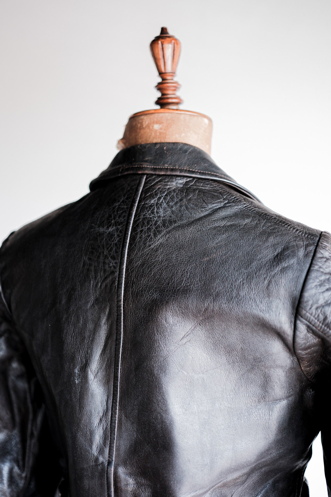 【~40's】German Vintage Double Breasted Motorcycle Leather Jacket
