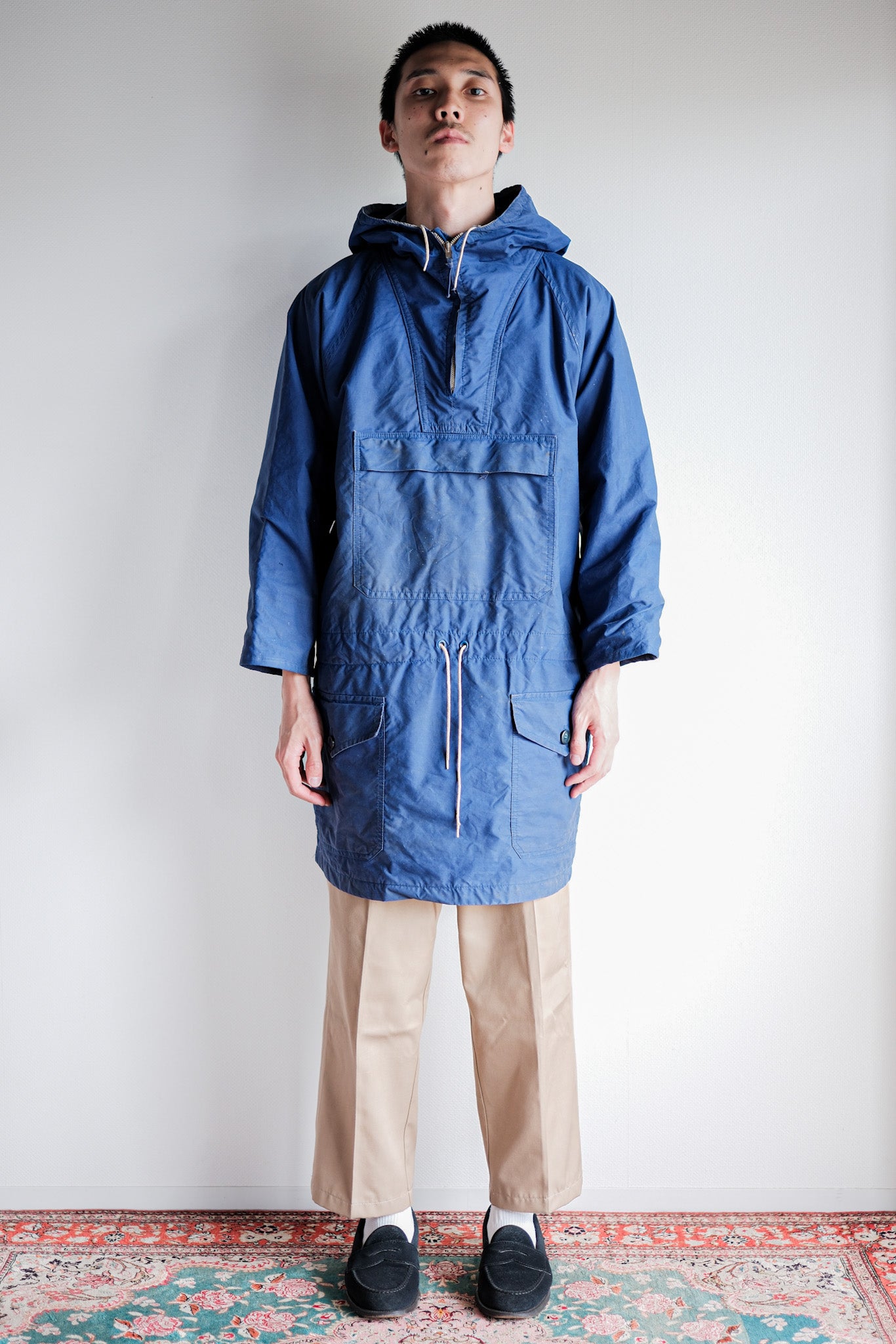 【~60's】British Vintage Blue Ventile Smock Size.LARGE "Blacks Of Greenock"