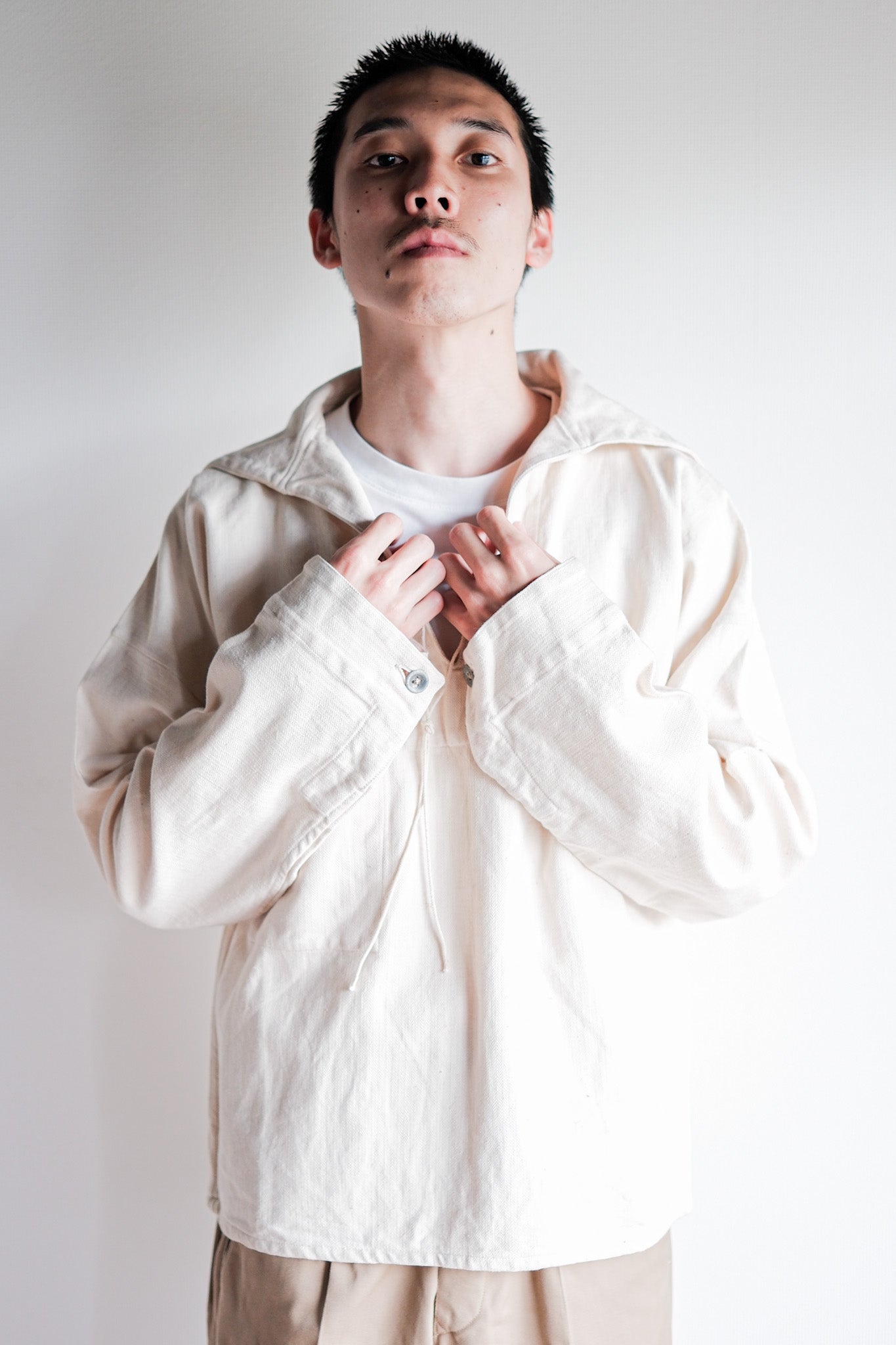 【~40's】German Navy Drillich HBT Linen Sailor Smock "KM"