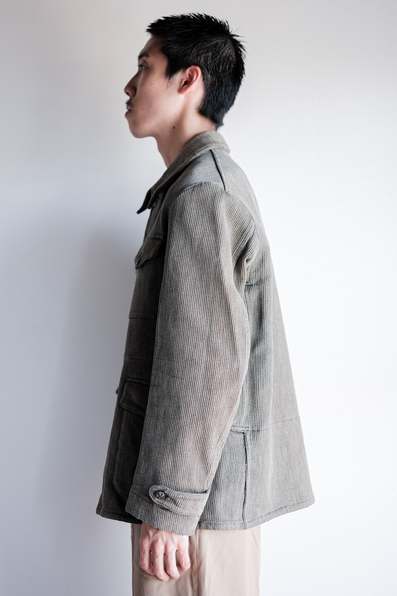 【~50's】French Vintage Gray Cotton Pique Hunting Jacket