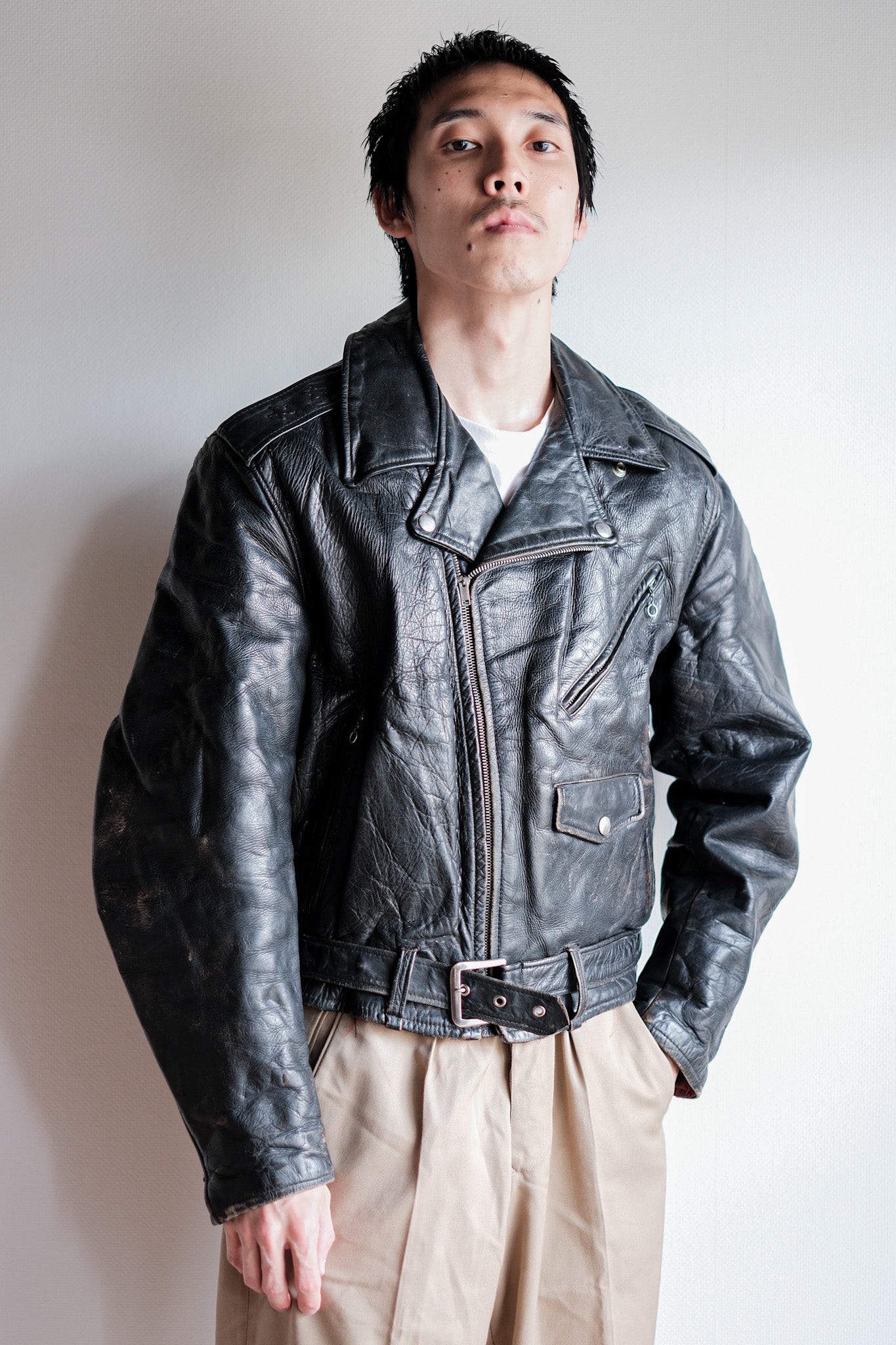 【~50's】American Vintage Two Star Horsehide Motorcycle Leather Jacket "WINDWARD"