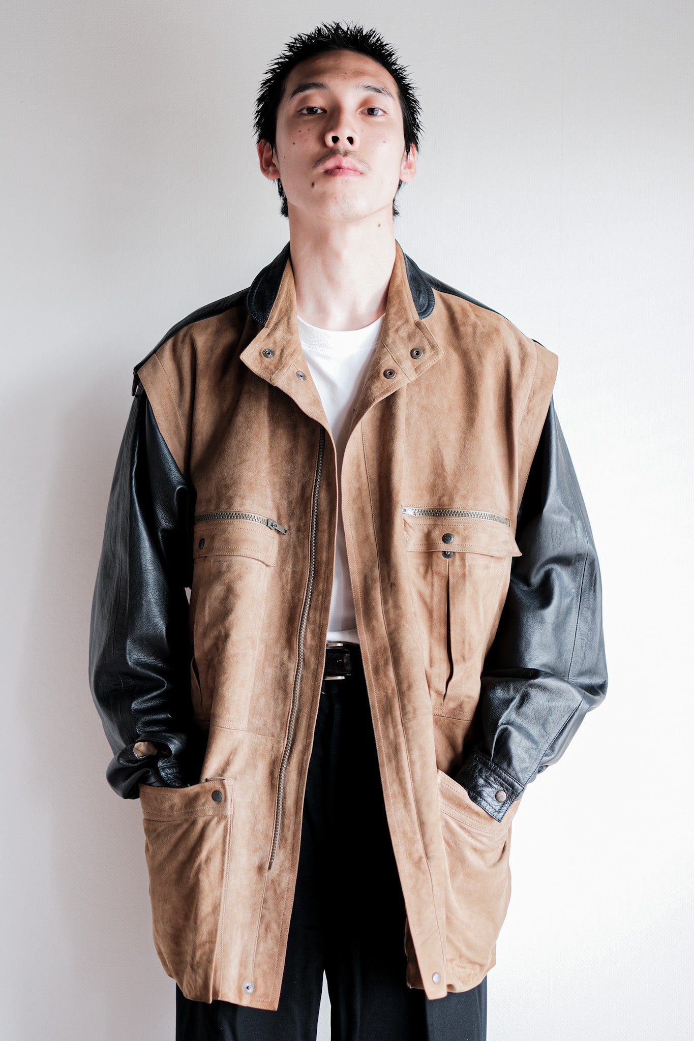 【~70’s】Old GUCCI 2 Tone Leather Jacket Size.50