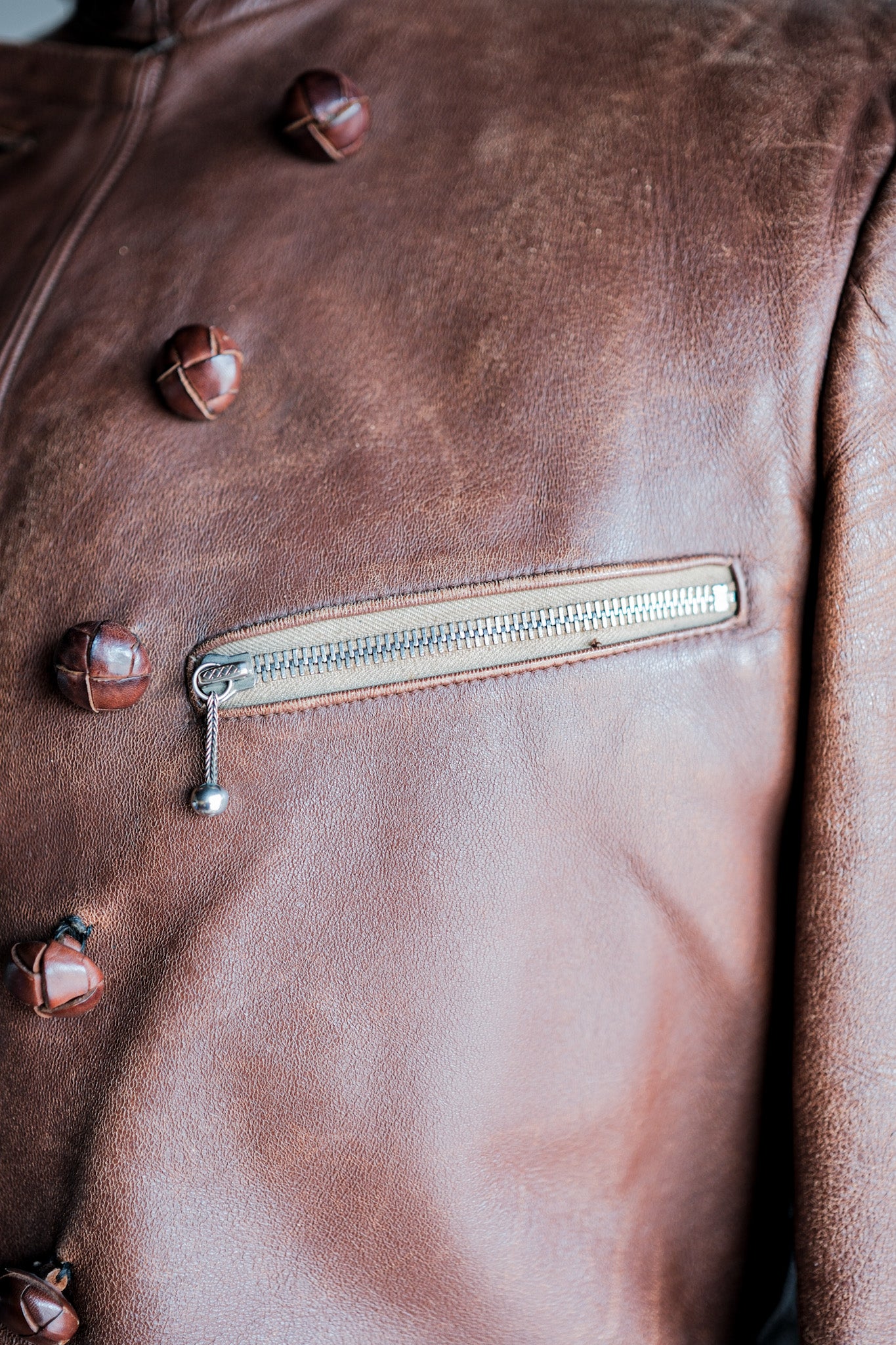 【~30's】German Vintage Double Breasted Motorcycle Leather Jacket