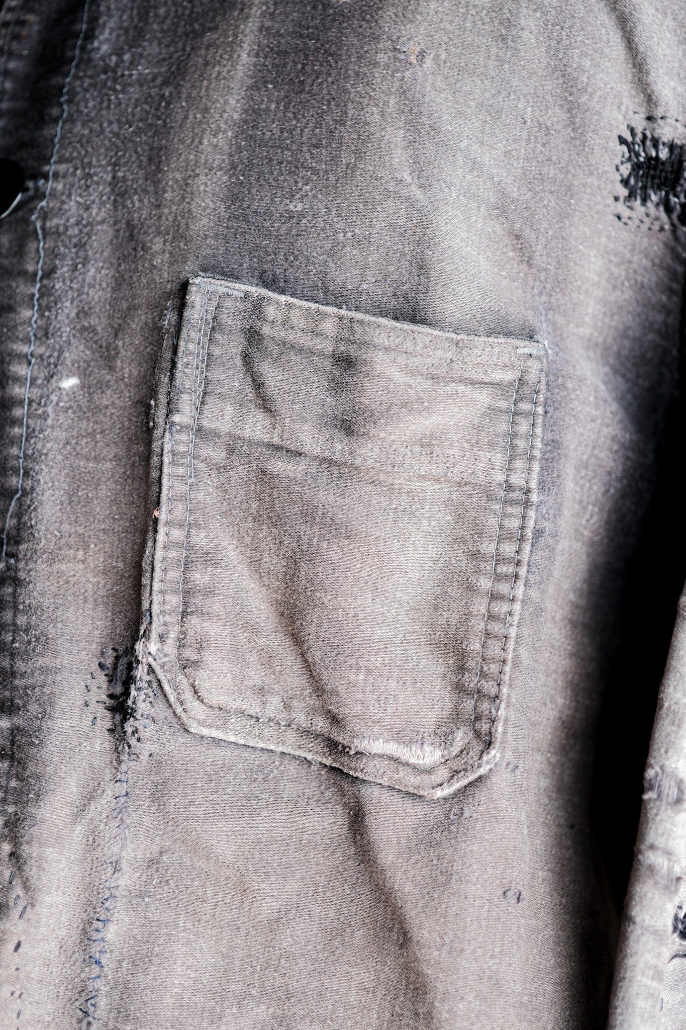 【~50's】French Vintage Black Moleskin Work Jacket "Patchwork"