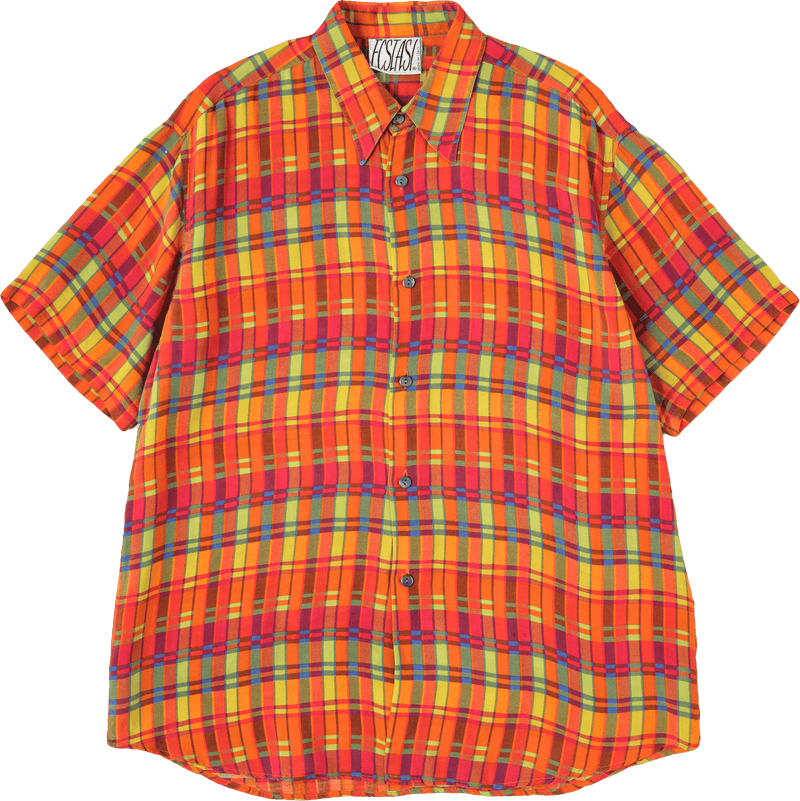 【~80's】Italian Vintage Silk Patterned S/S Shirt Size.XL