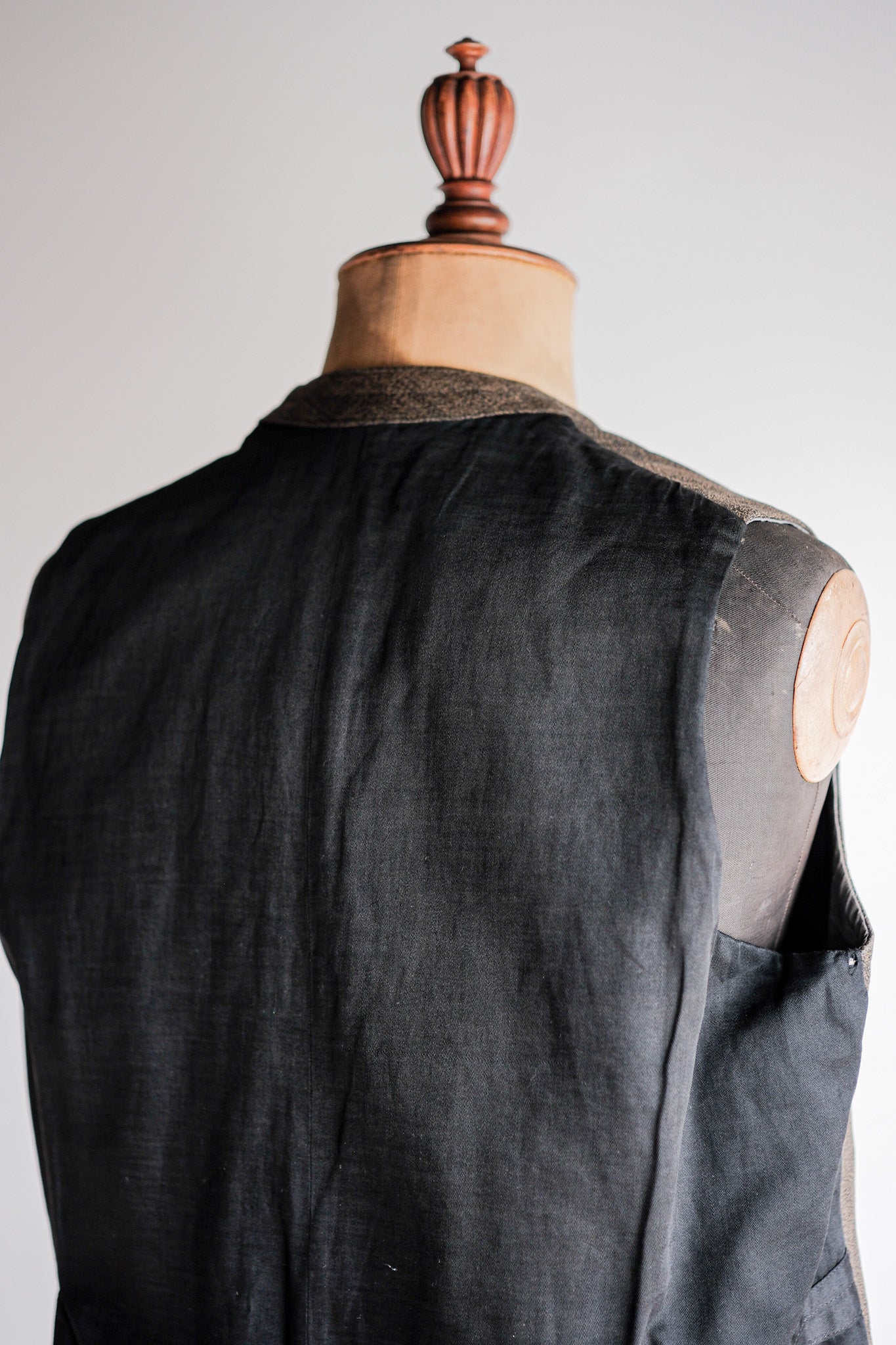 【~50's】French Vintage Brown Salt & Pepper Cotton Work Gilet