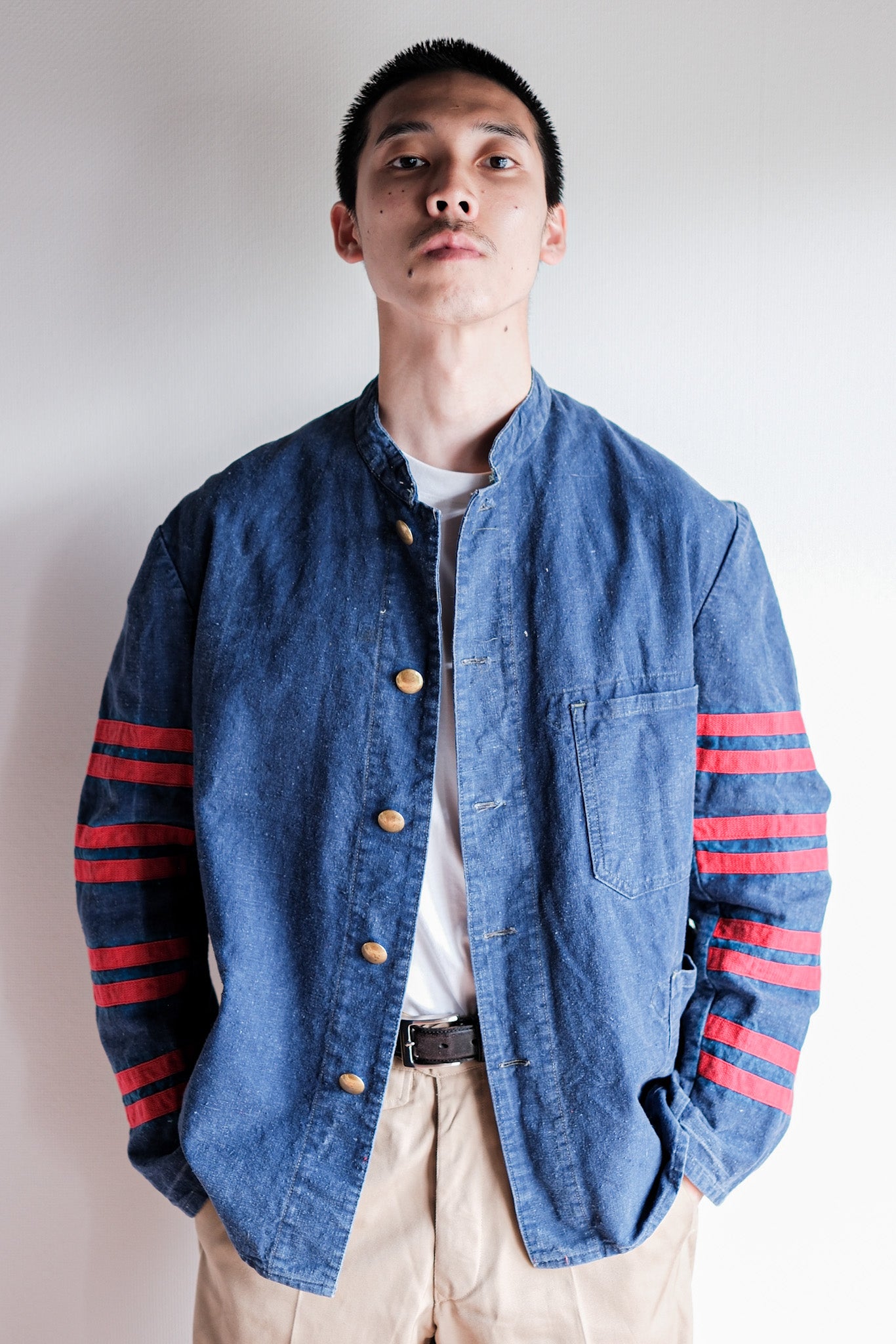 【~40's】German Vintage Indigo Linen Firefighter Jacket