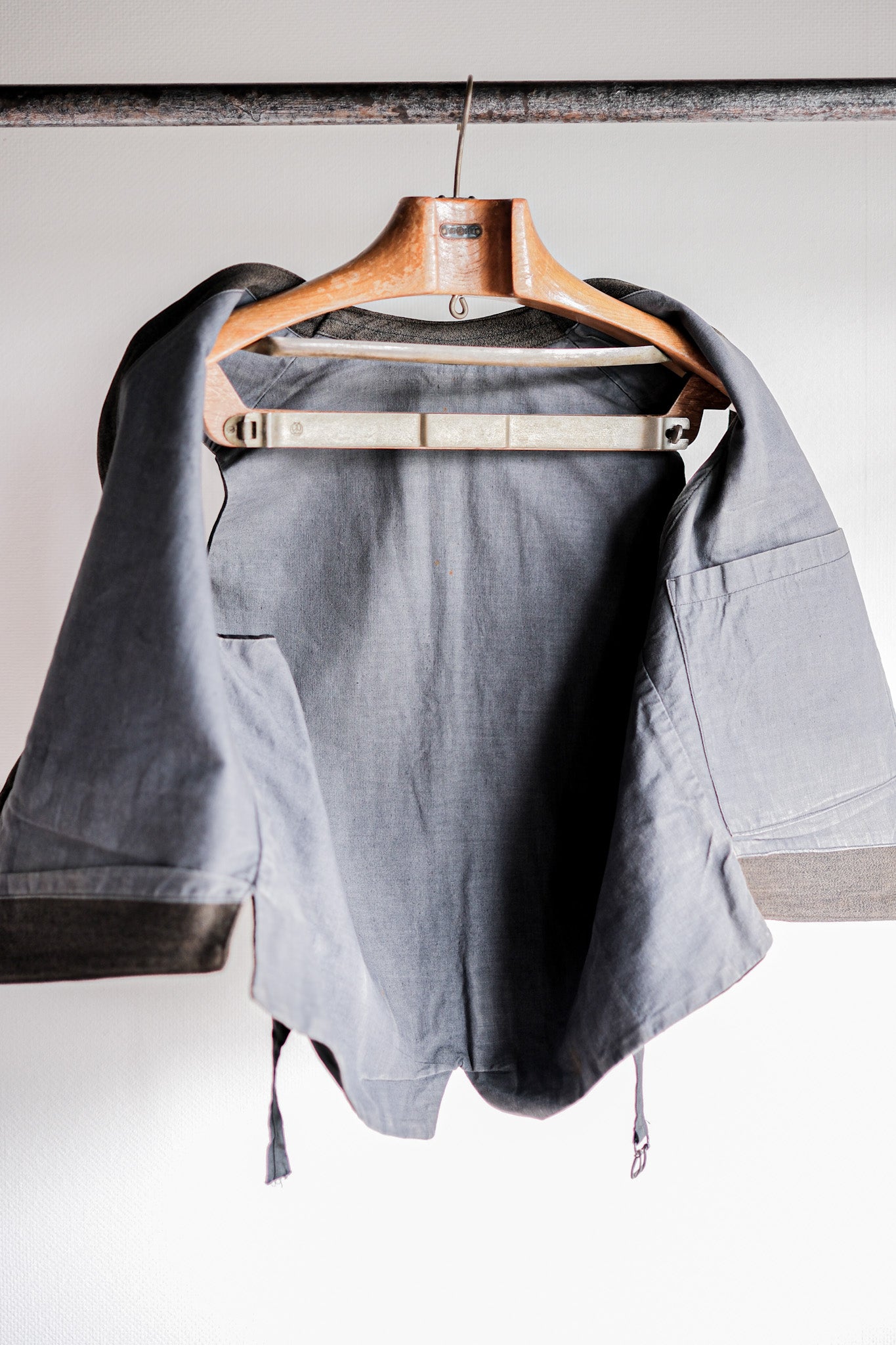 【~50's】French Vintage Brown Salt & Pepper Cotton Work Gilet