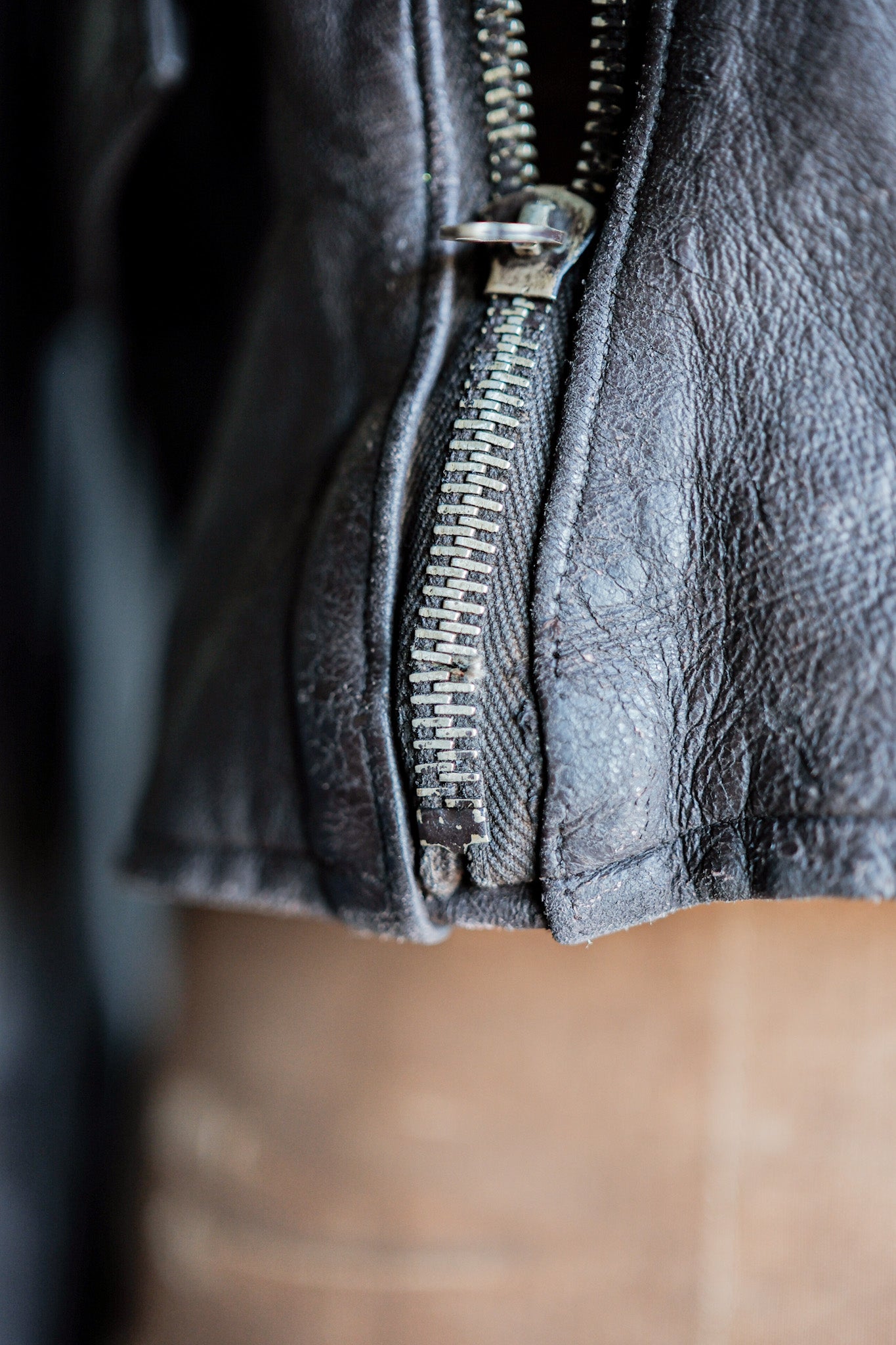 【~40’s】French Vintage Brown Leather Cyclist Jacket "Modified"