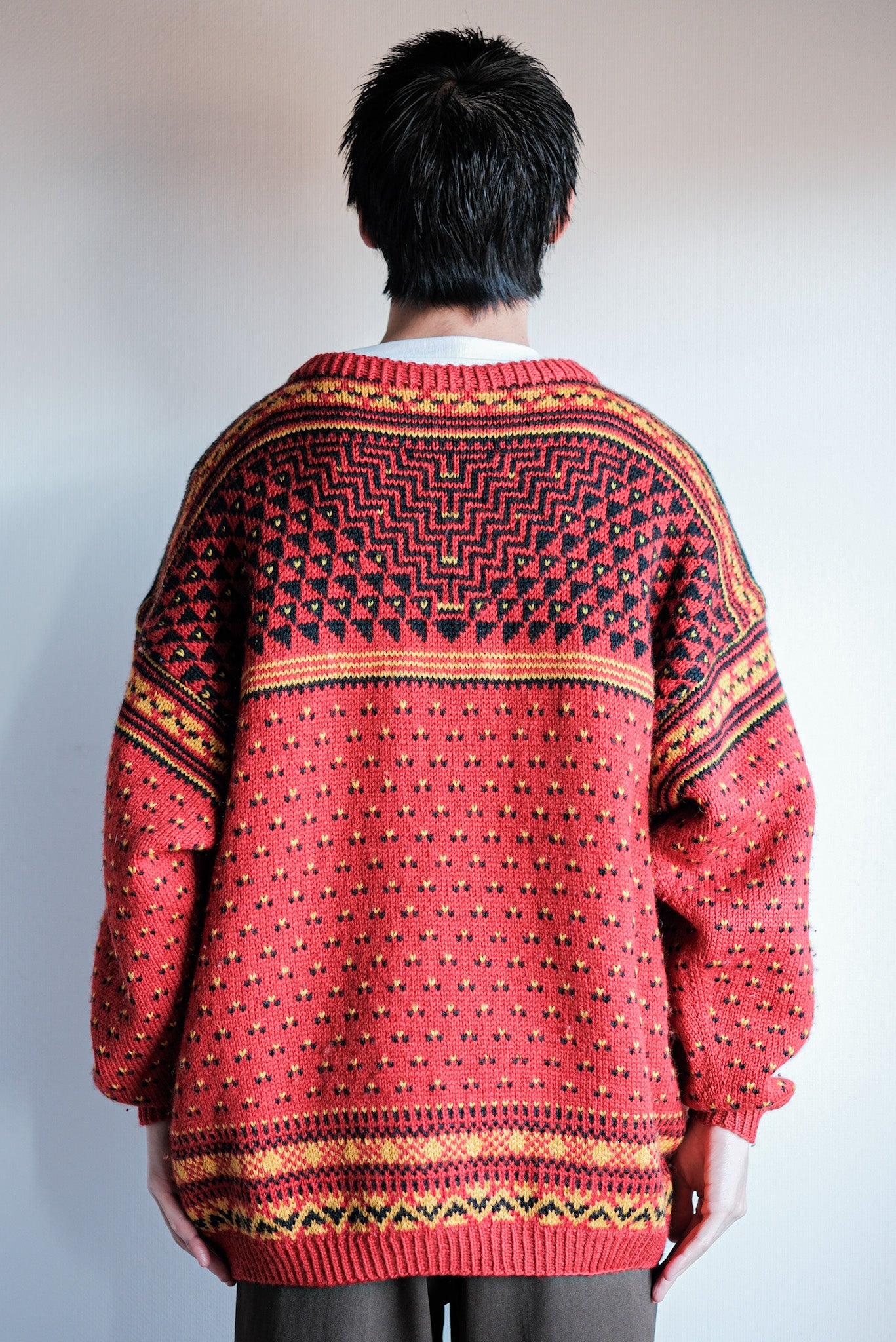 【~60's】British Vintage Fisherman Crew Neck Wool Jumper "Handmade"