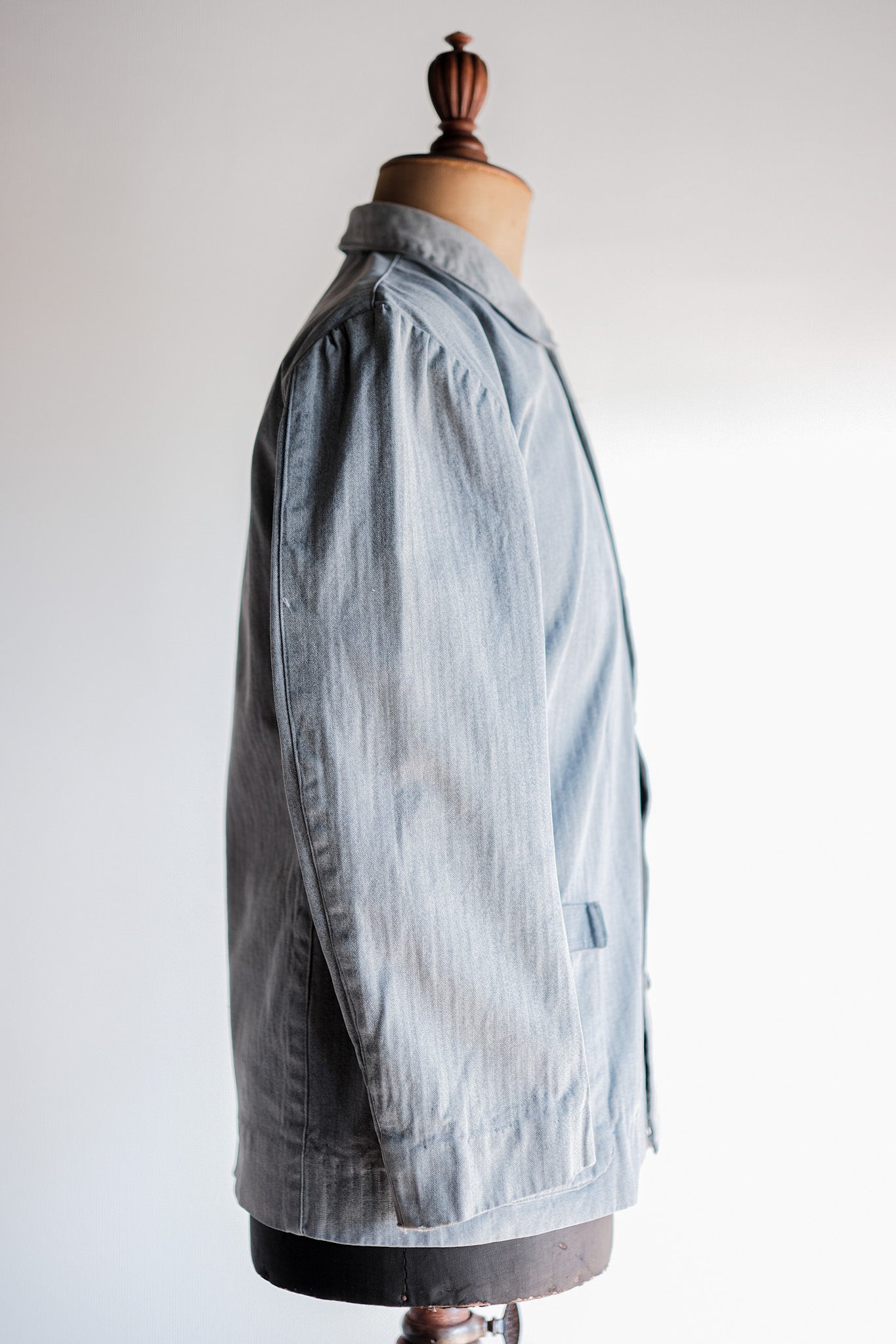 【~50's】Europe Vintage Salt & Pepper HBT Cotton Work Jacket "6 Buttons"