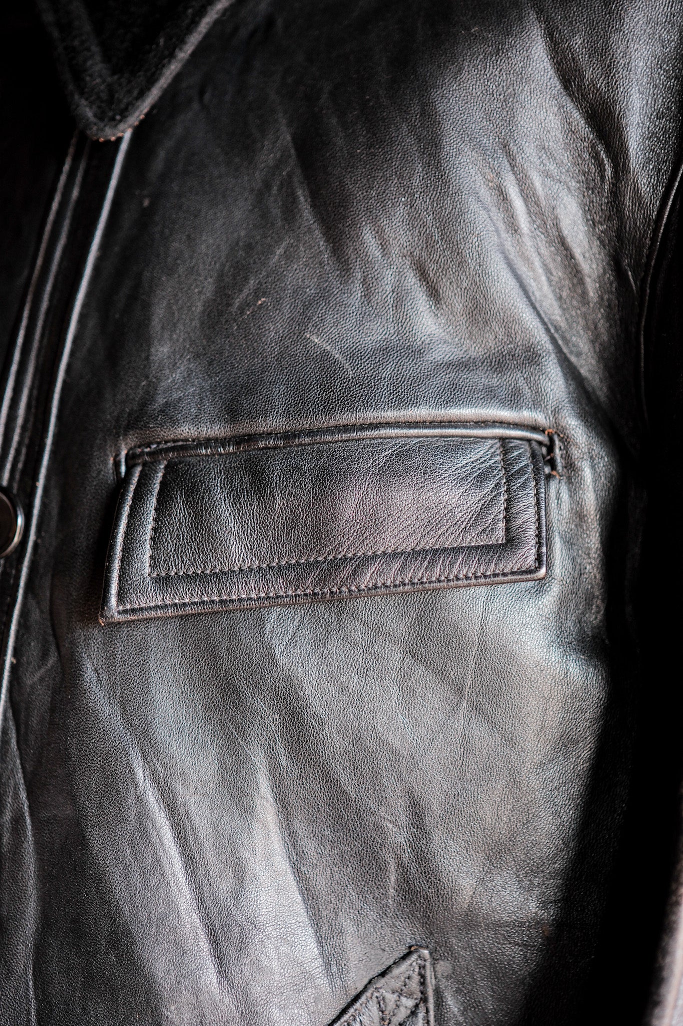 【~60's】French Vintage Le Corbusier Leather Work Jacket Size.54 "Wool Collar"