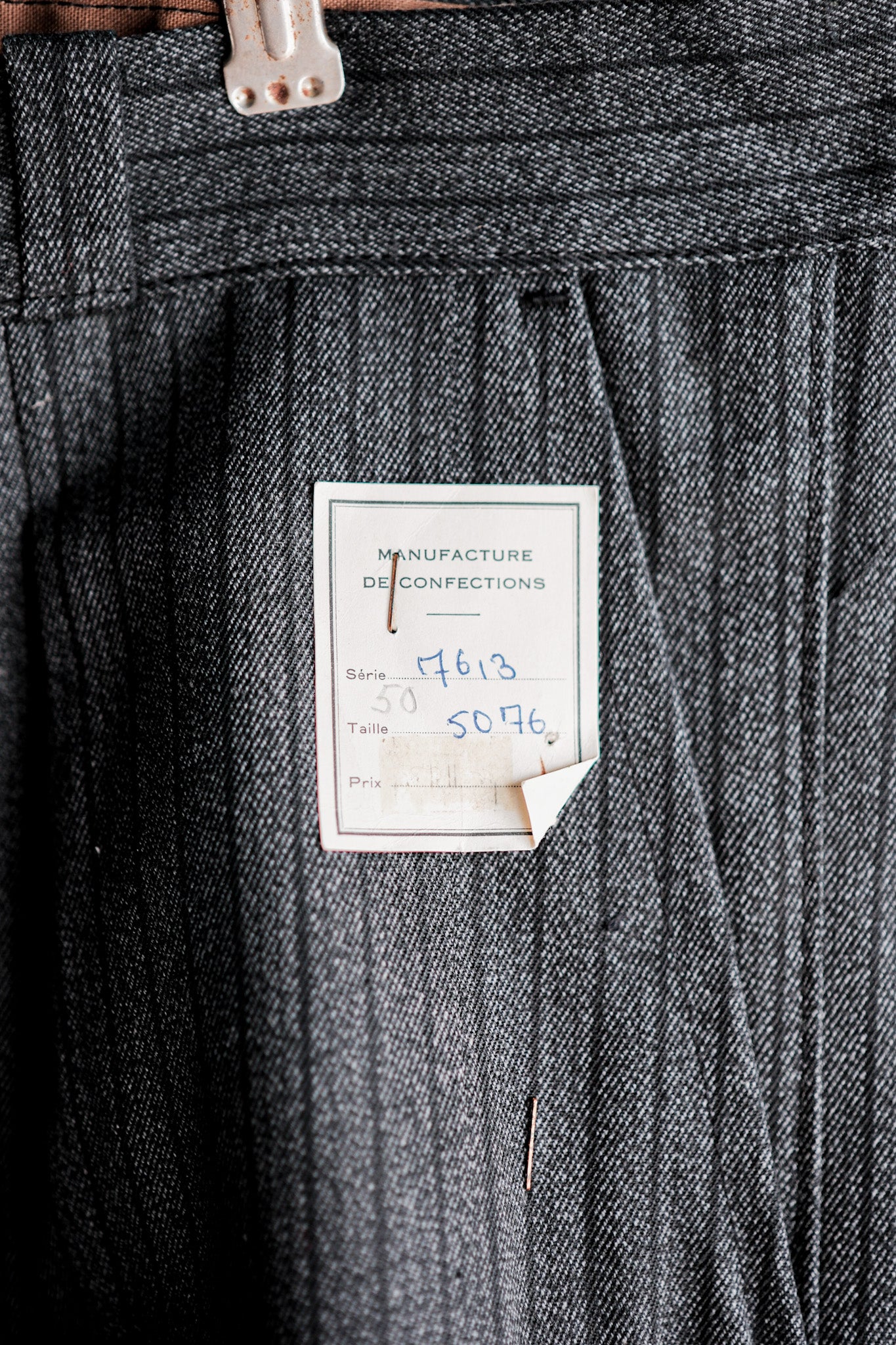 【~40's】French Vintage Salt & Pepper Cotton Striped Work Pants "Dead Stock"