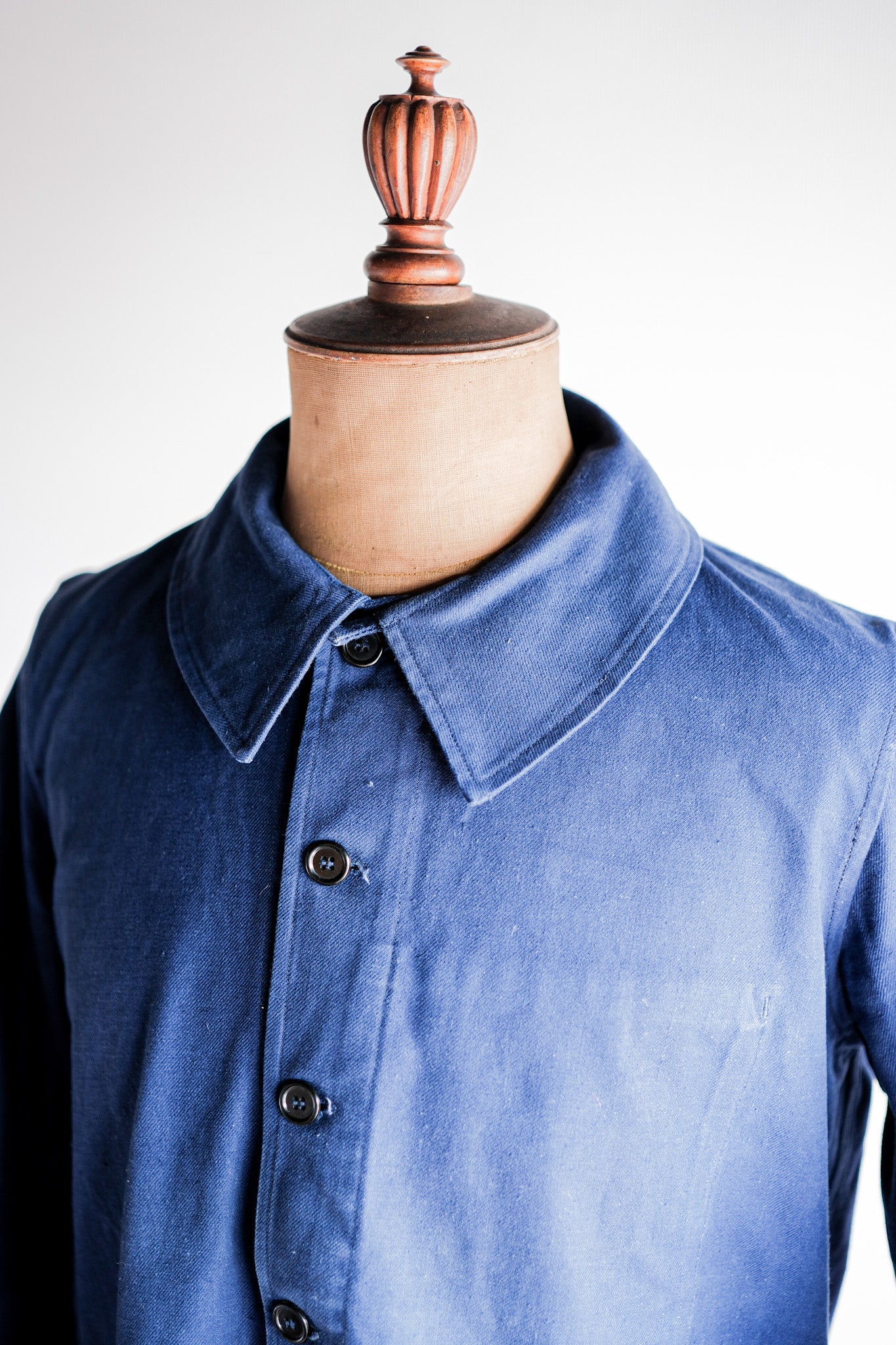 【~50's】French Army Blue Cotton Linen Twill Work Jacket
