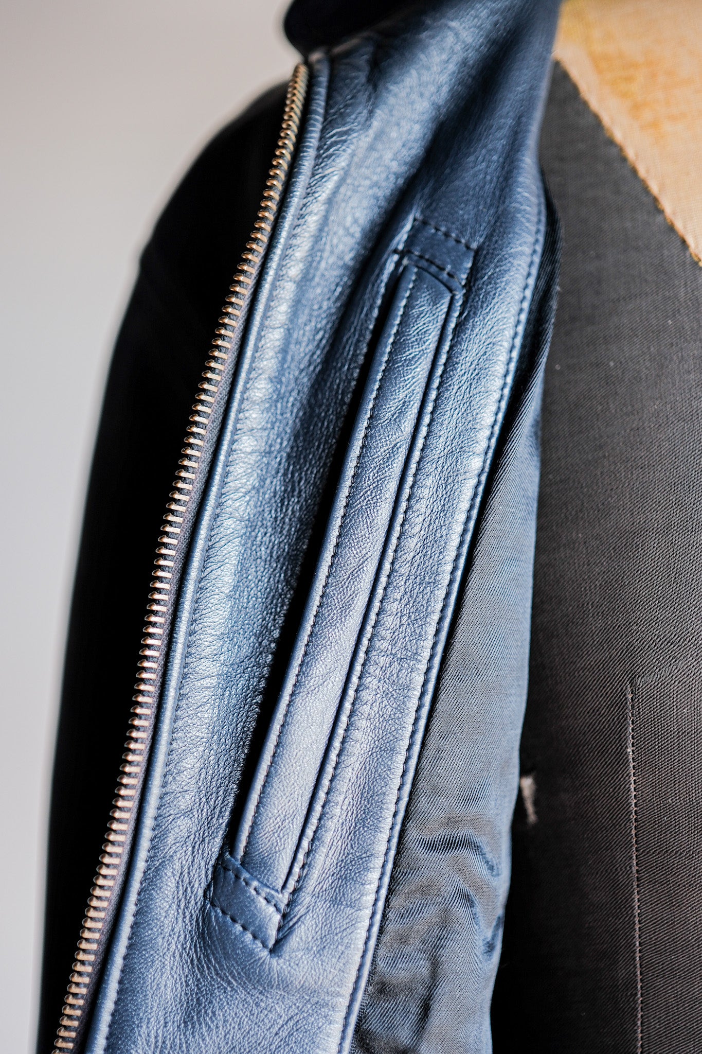 【~70's】French Air Force Pilot Leather Jacket Size.96M