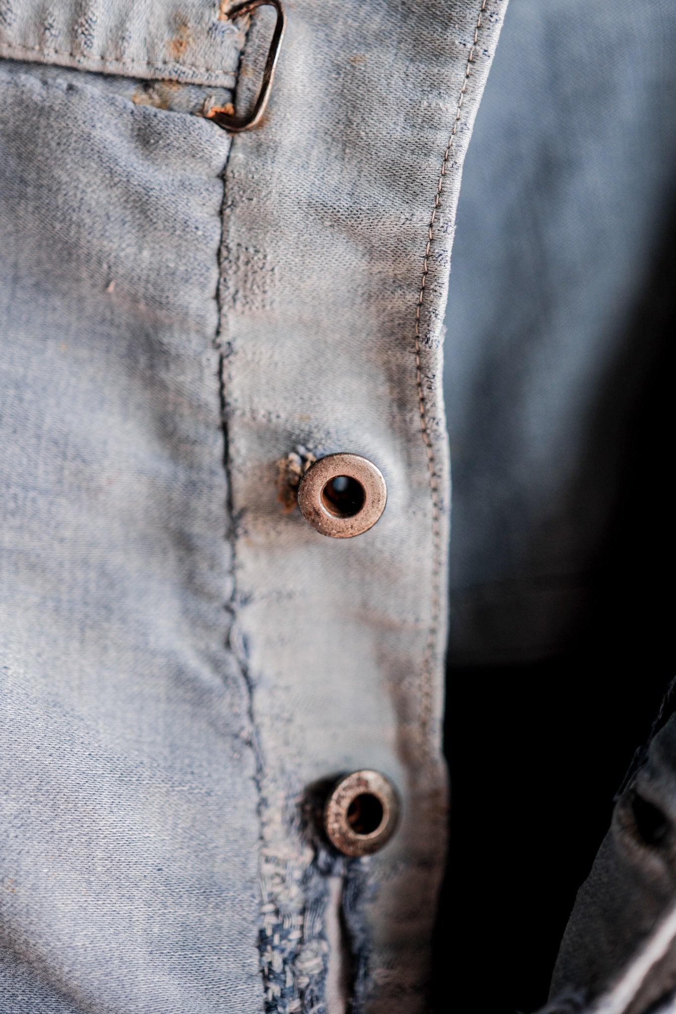 【~40's】French Vintage Blue Moleskin Work Pants "Patchwork" "Le Mont St. Michel"