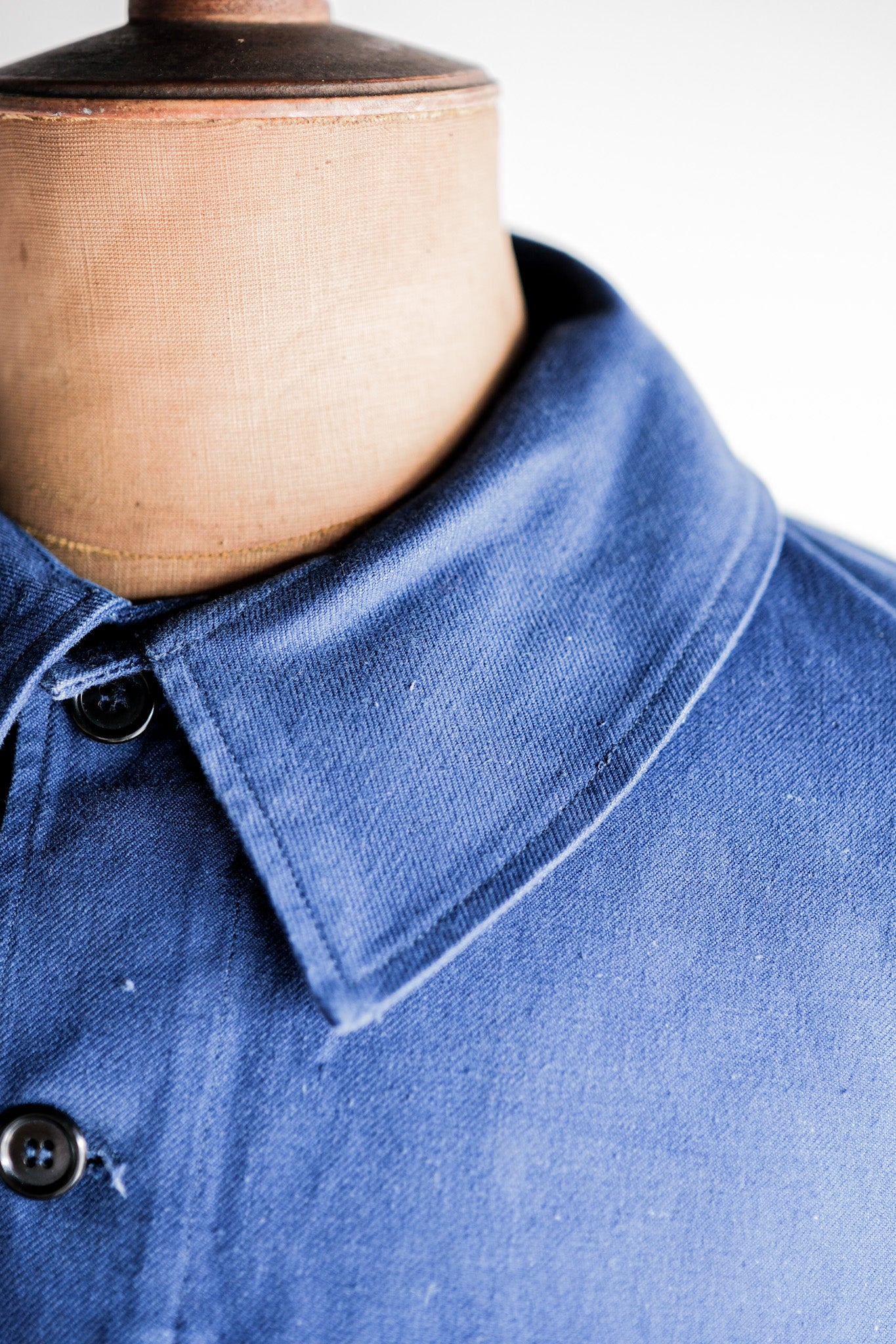 【~50's】French Army Blue Cotton Linen Twill Work Jacket
