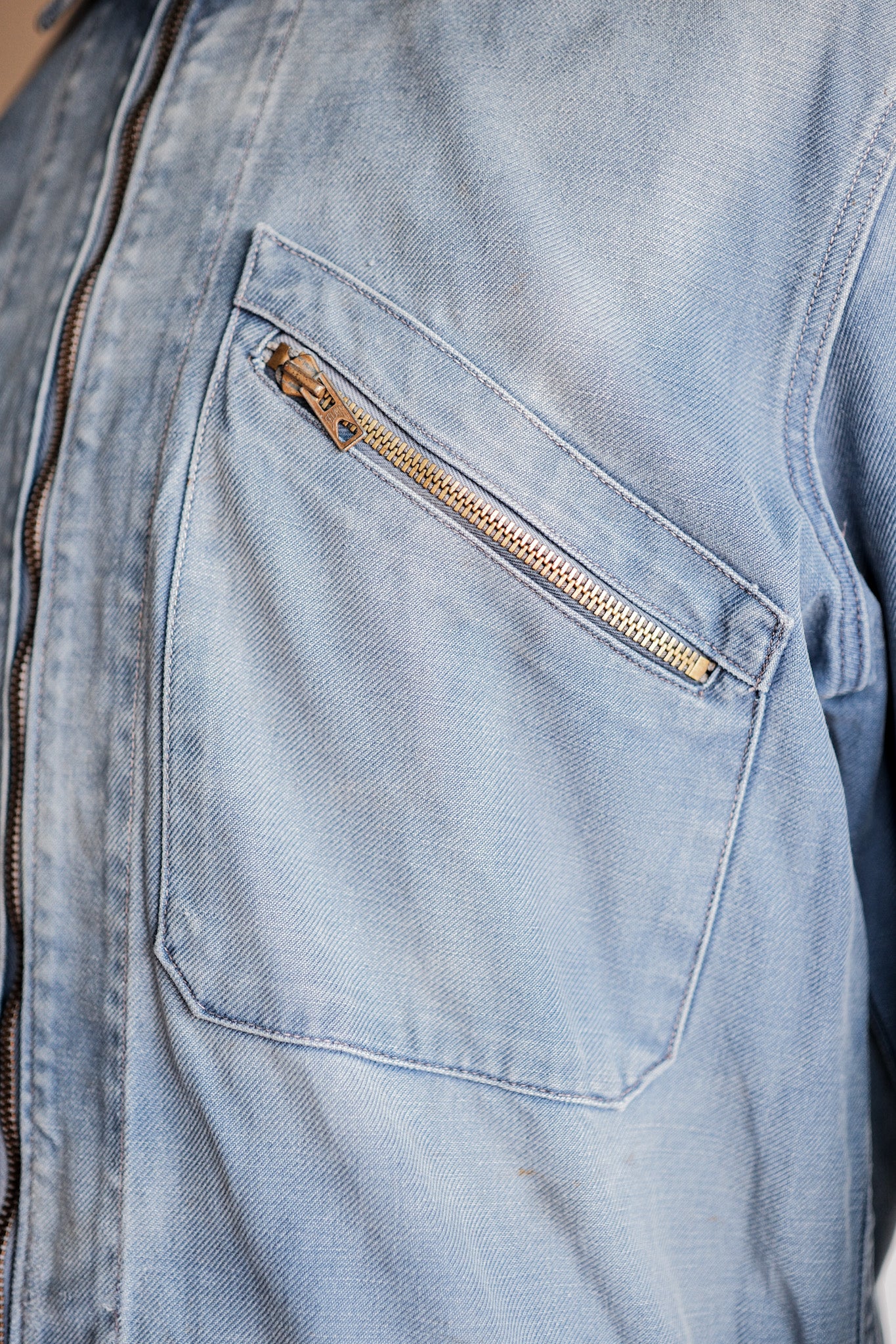 【~50’s】French Vintage Blue Cotton Twill Cyclist Jacket "Adolphe Lafont"