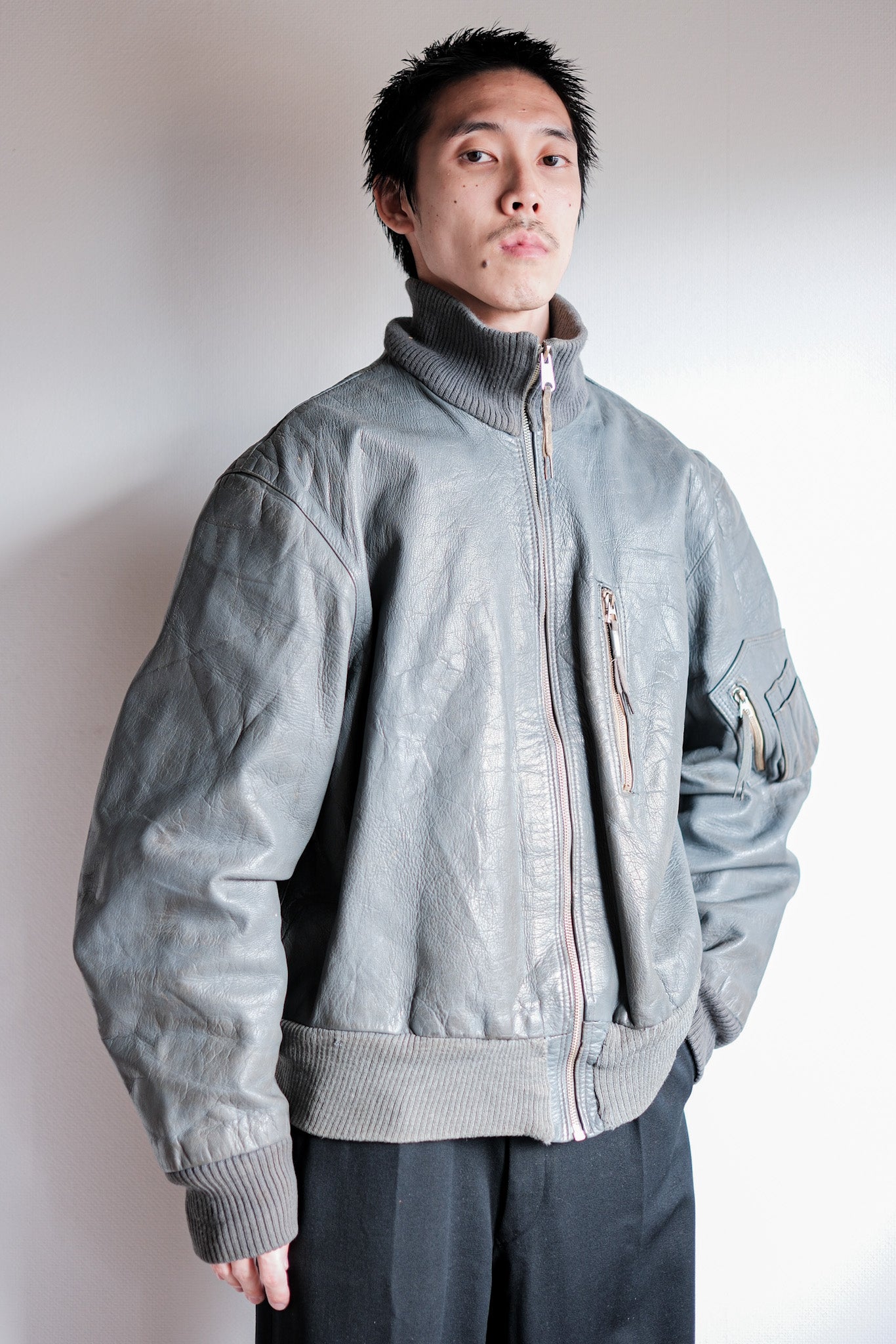 【~70’s】West German Air Force Pilot Leather Jacket Size.13