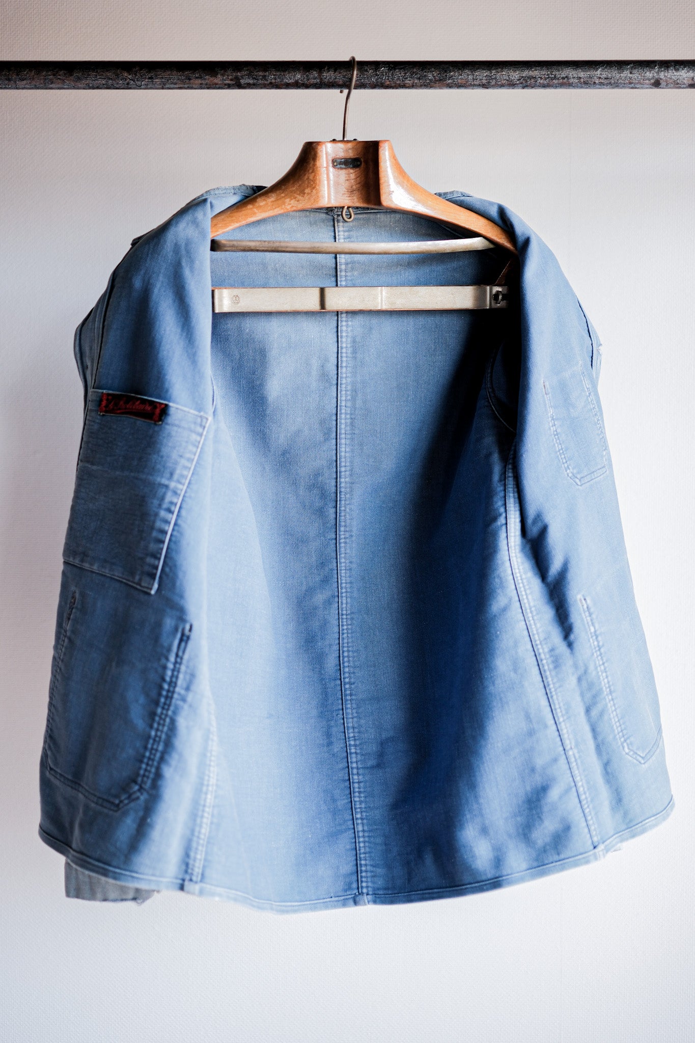 【~40's】French Vintage Blue Moleskin Work Jacket "4 Buttons"