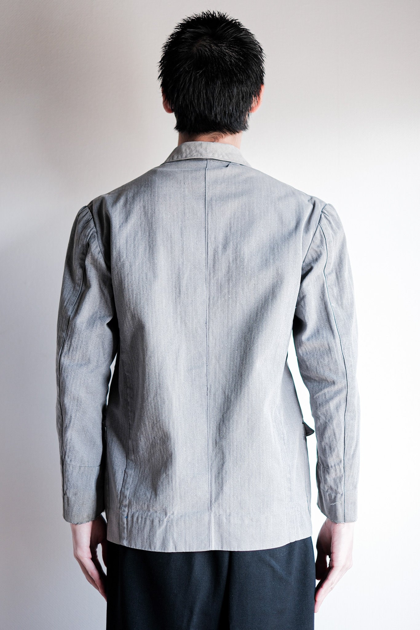 【~50's】Europe Vintage Salt & Pepper HBT Cotton Work Jacket "6 Buttons"