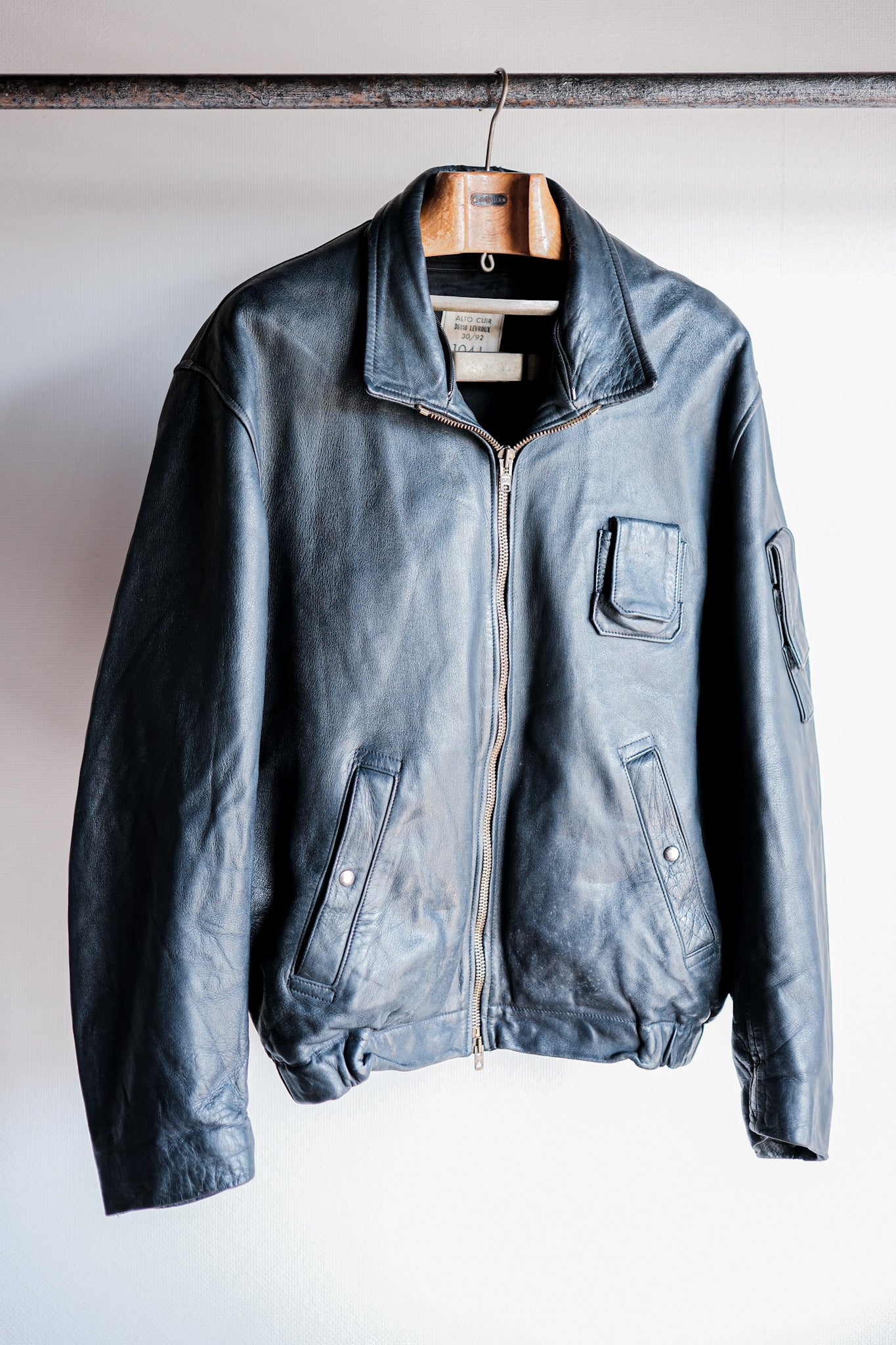 【~70's】French Air Force Pilot Leather Jacket Size.104L