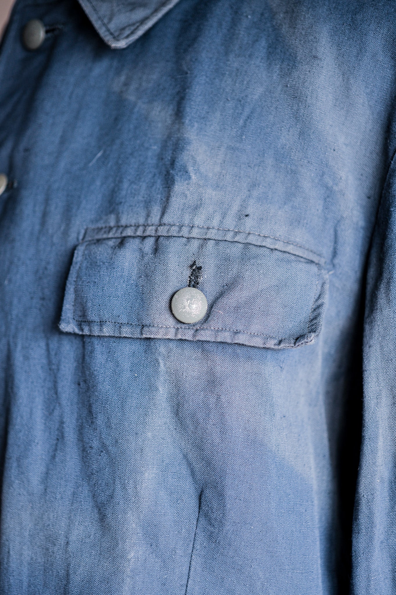 【~40's】German Navy Drillich Indigo Cotton Jacket "Kriegsmarine"