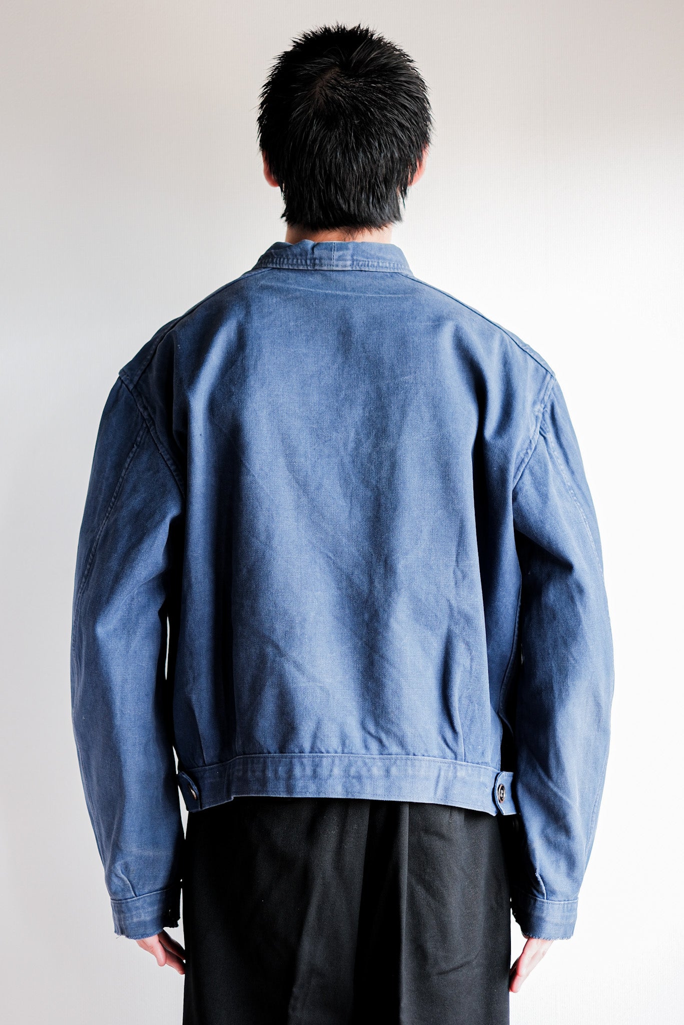 【~40’s】French Vintage Indigo Cotton Twill Cyclist Jacket