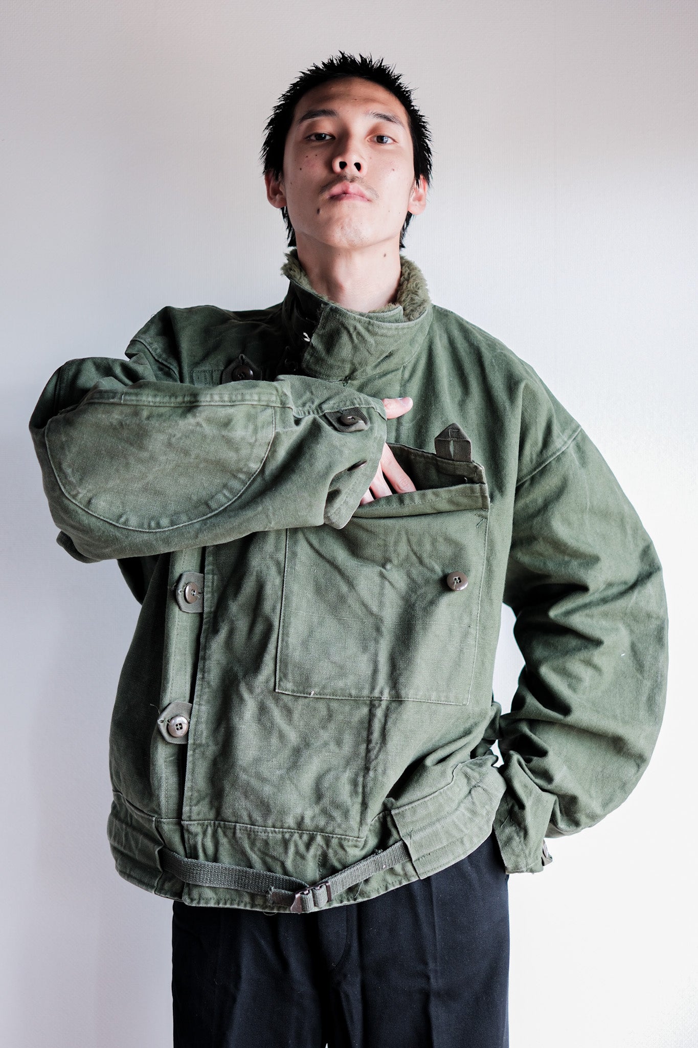 【~60's】Swedish Army Dispatch Rider Motorcycle Jacket Size.C56