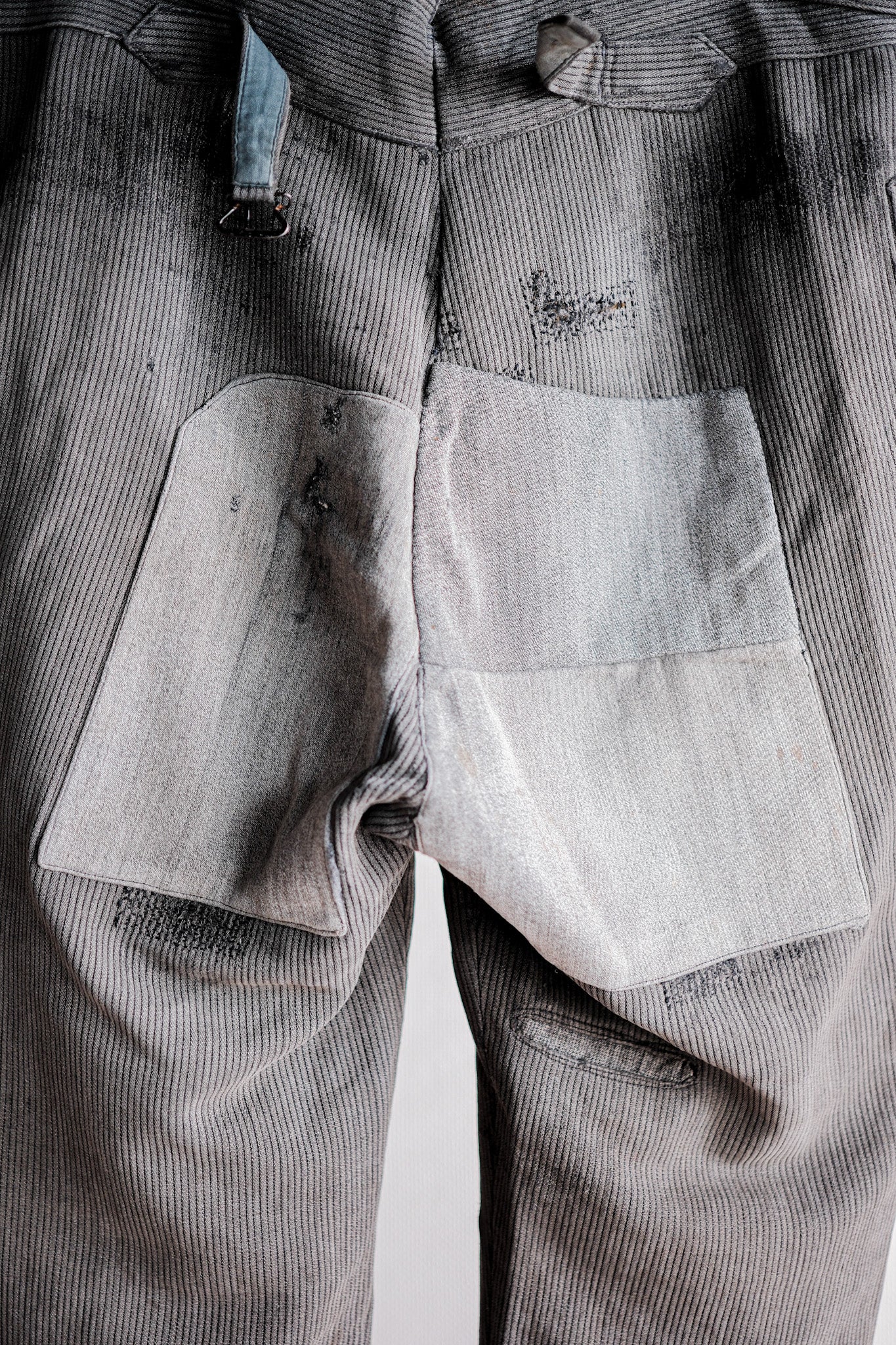 【~40's】French Vintage Gray Cotton Pique Work Pants "Patchwork"