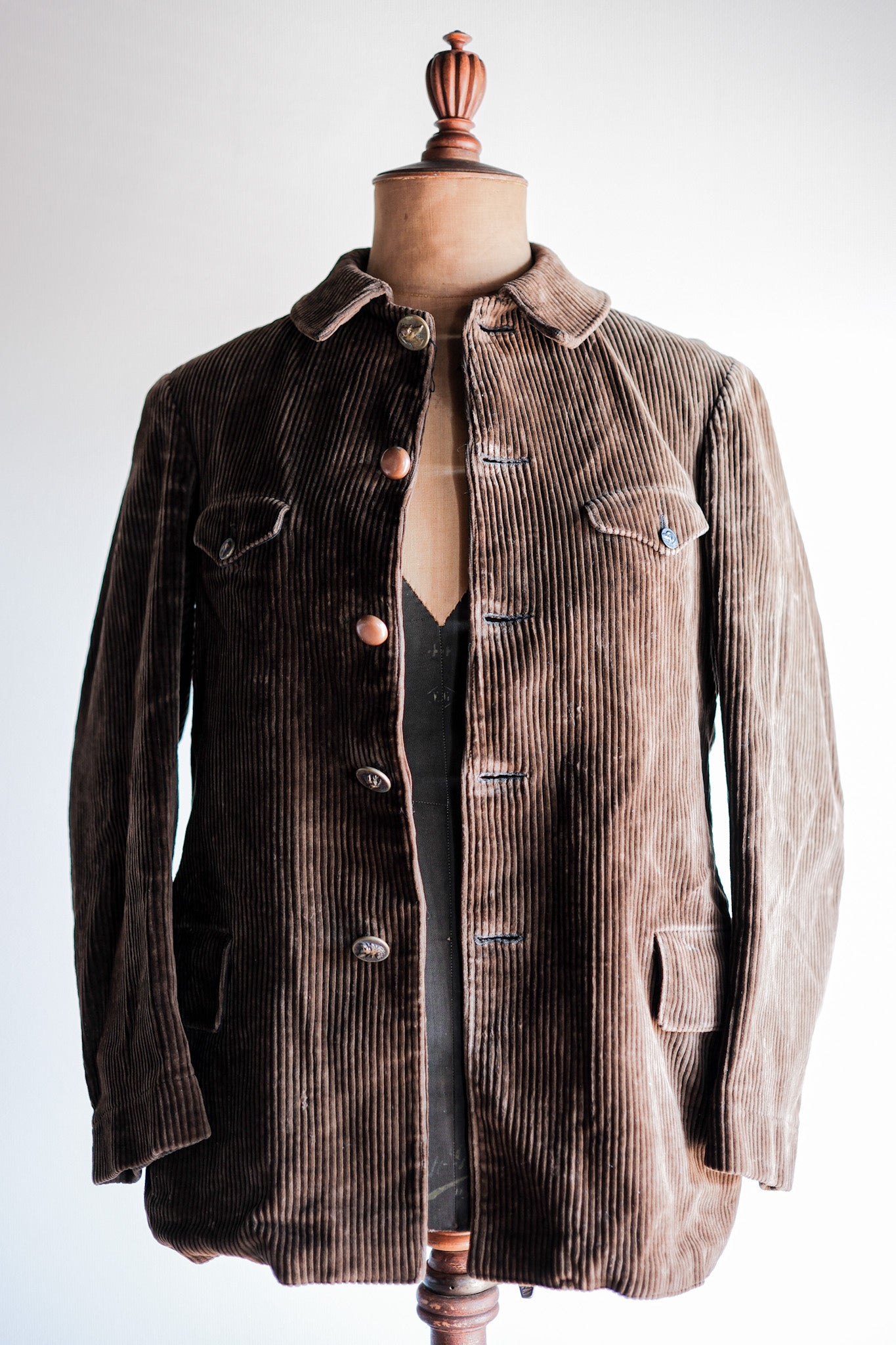 【~40's】French Vintage Brown Corduroy Gamekeeper Hunting Jacket