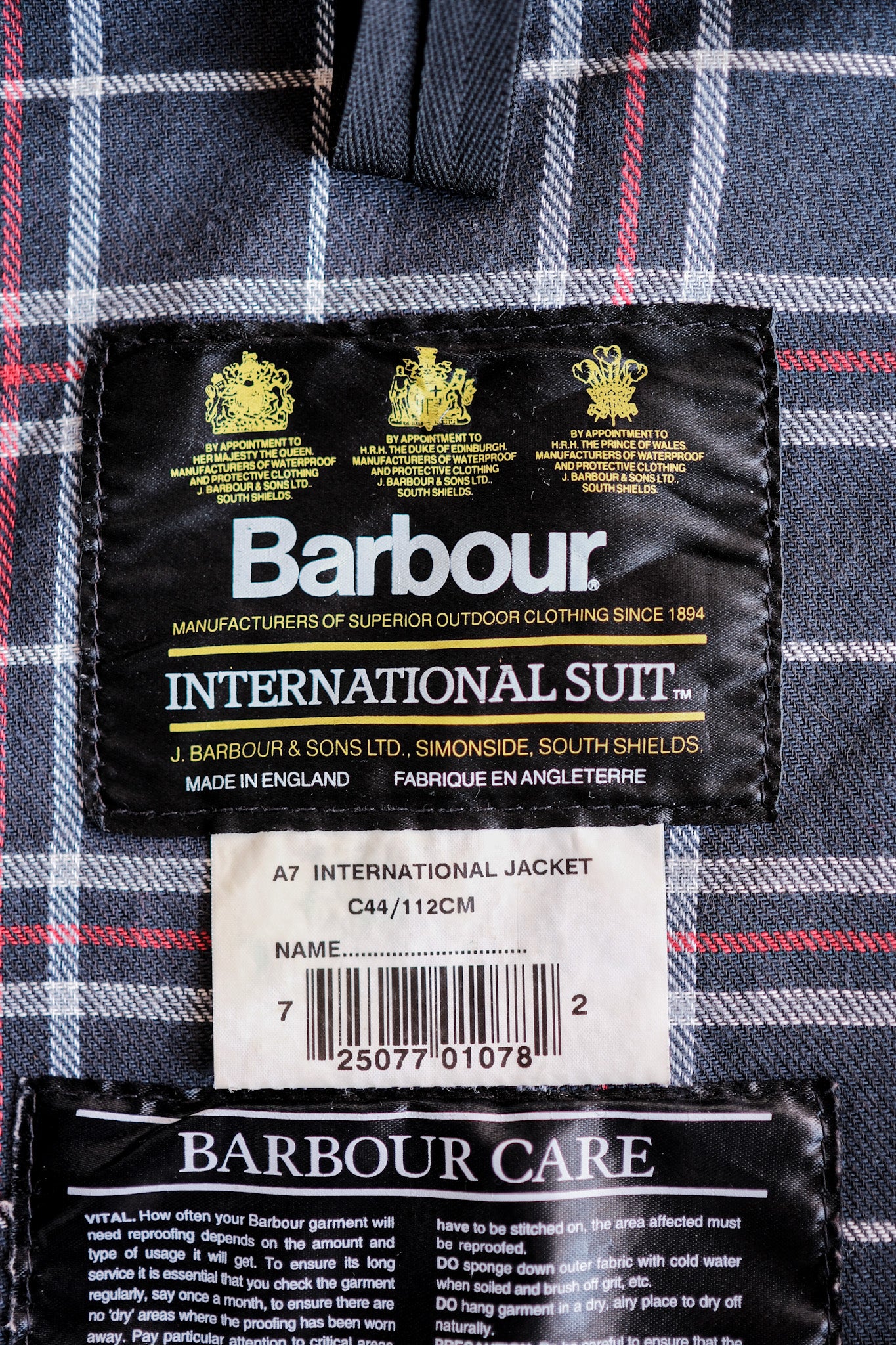 【~90's】Vintage Barbour "INTERNATIONAL SUIT" 3 Crest Size.44