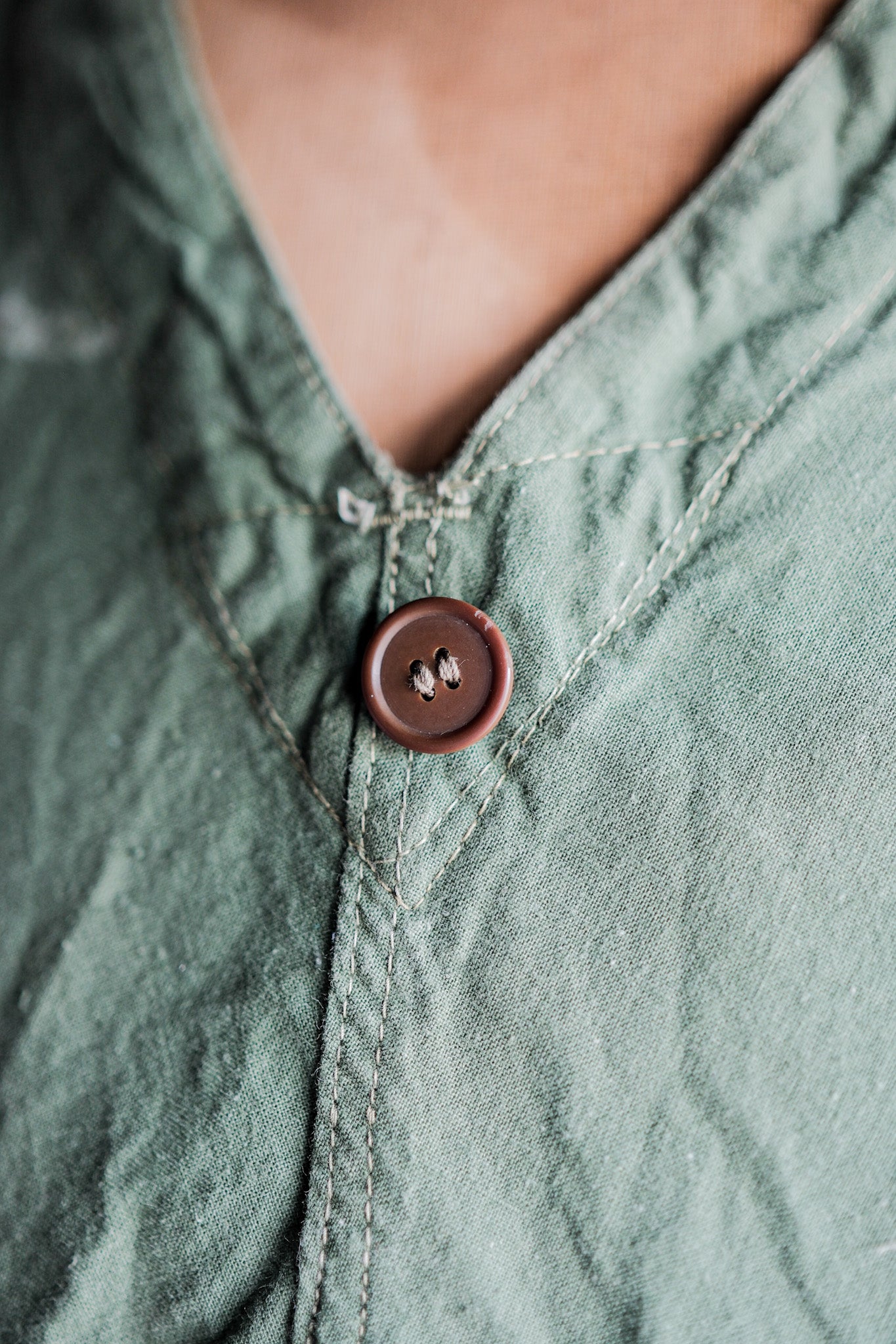 【~50's】Czechoslovakian Army Green Cotton Smock