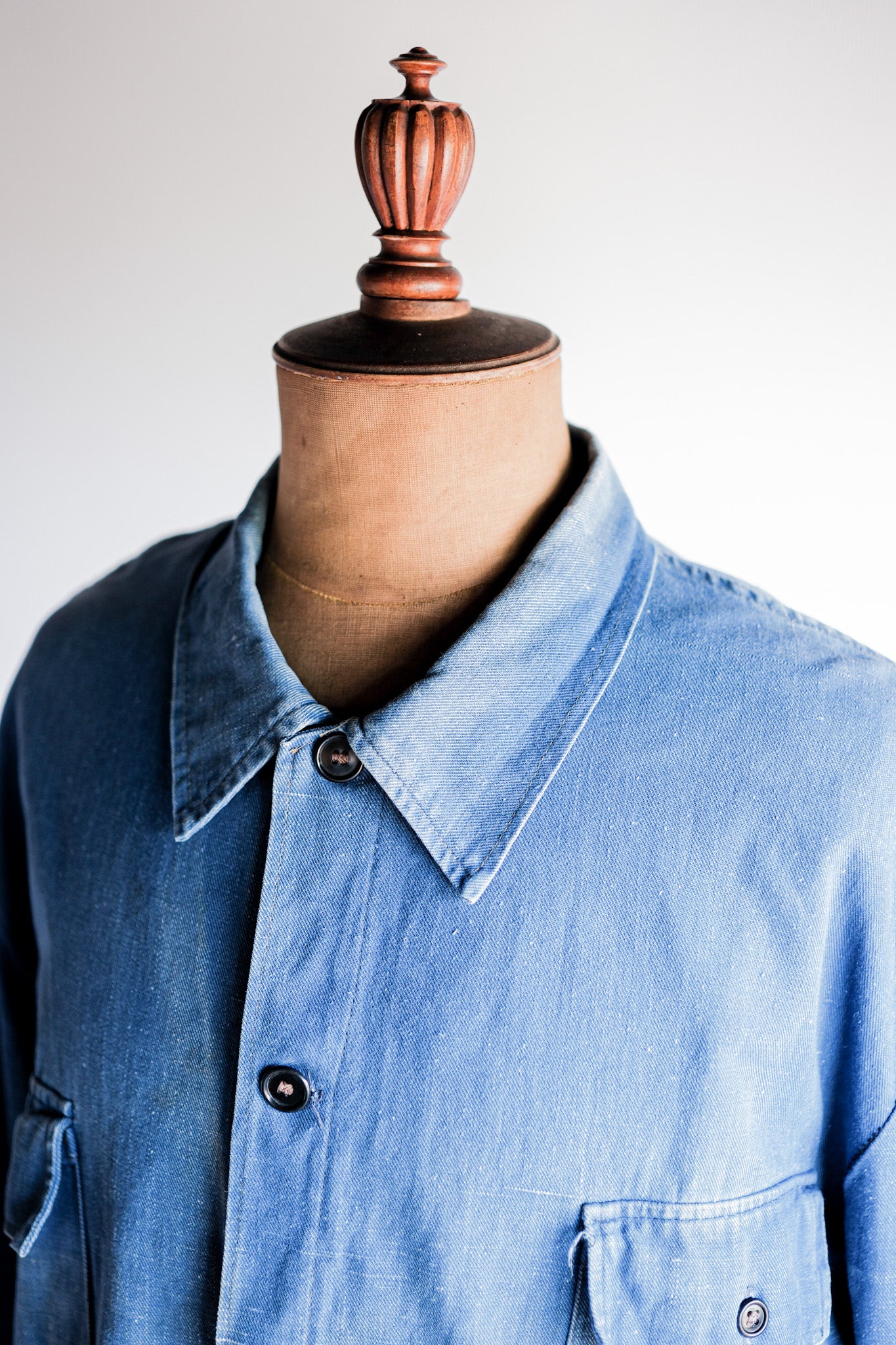 【~40's】French Vintage Indigo Cotton Linen Twill Work Jacket