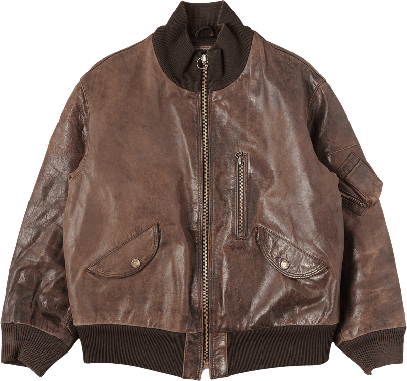 【~90’s】Old ARMANI JEANS Leather Bomber Jacket Size.50
