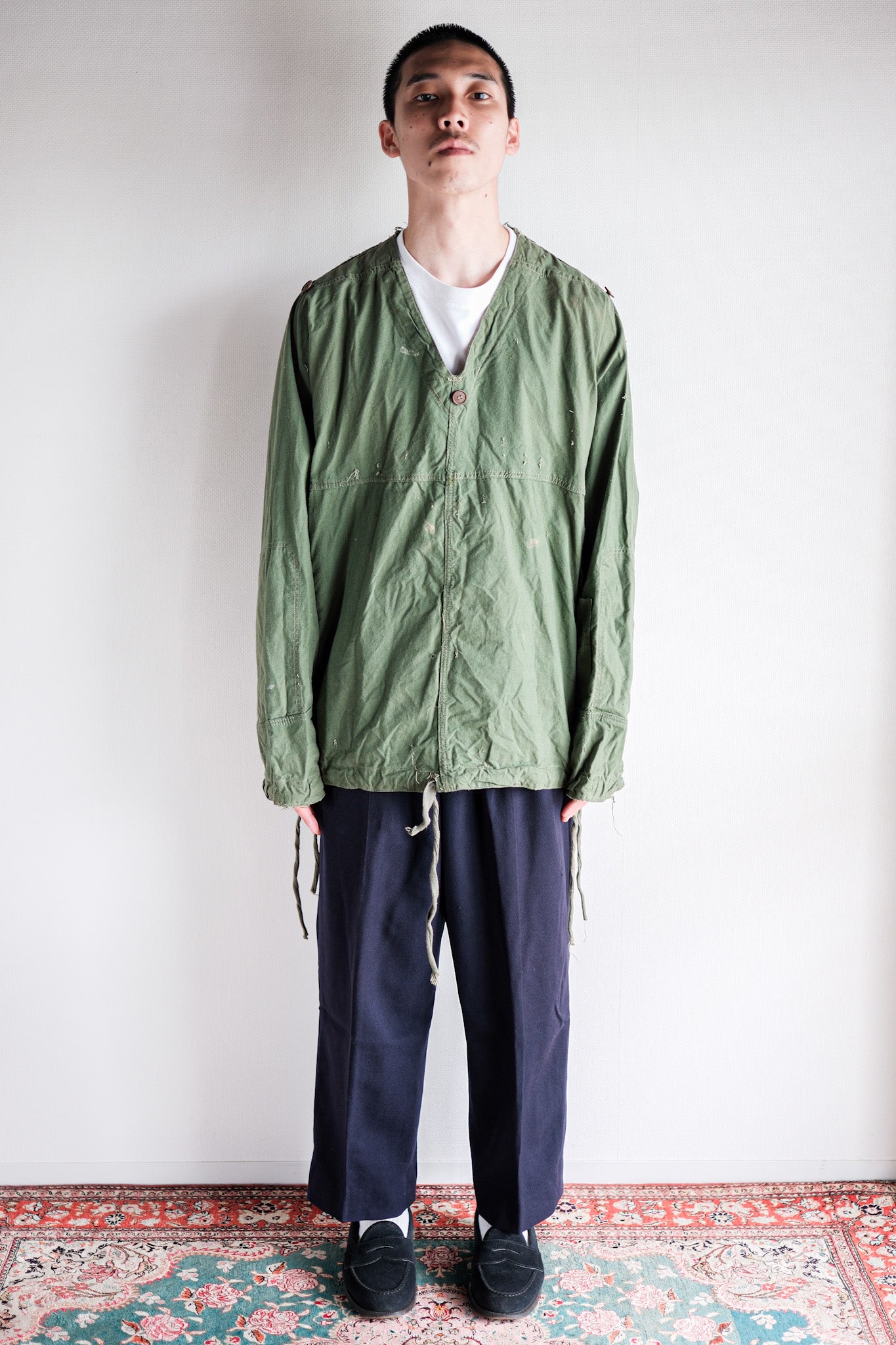 【~50's】Czechoslovakian Army Green Cotton Smock
