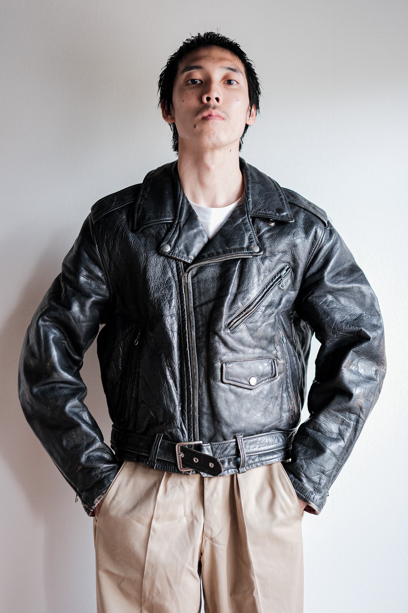 【~50's】American Vintage Two Star Horsehide Motorcycle Leather Jacket "WINDWARD"