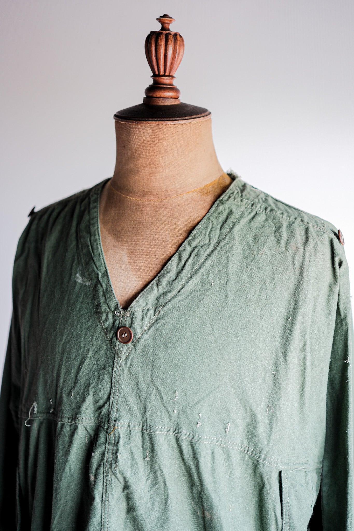 【~50's】Czechoslovakian Army Green Cotton Smock