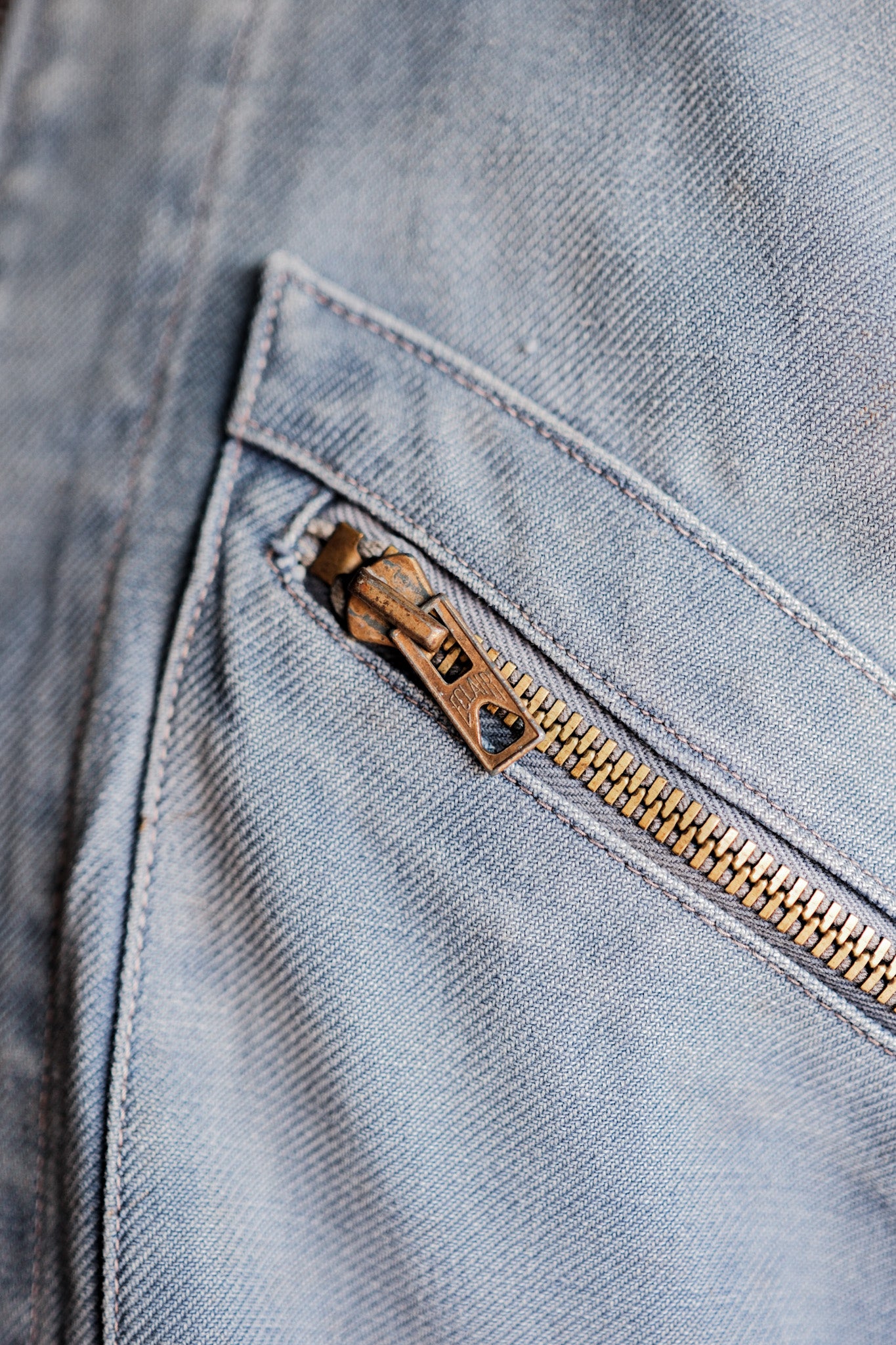 【~50’s】French Vintage Blue Cotton Twill Cyclist Jacket "Adolphe Lafont"