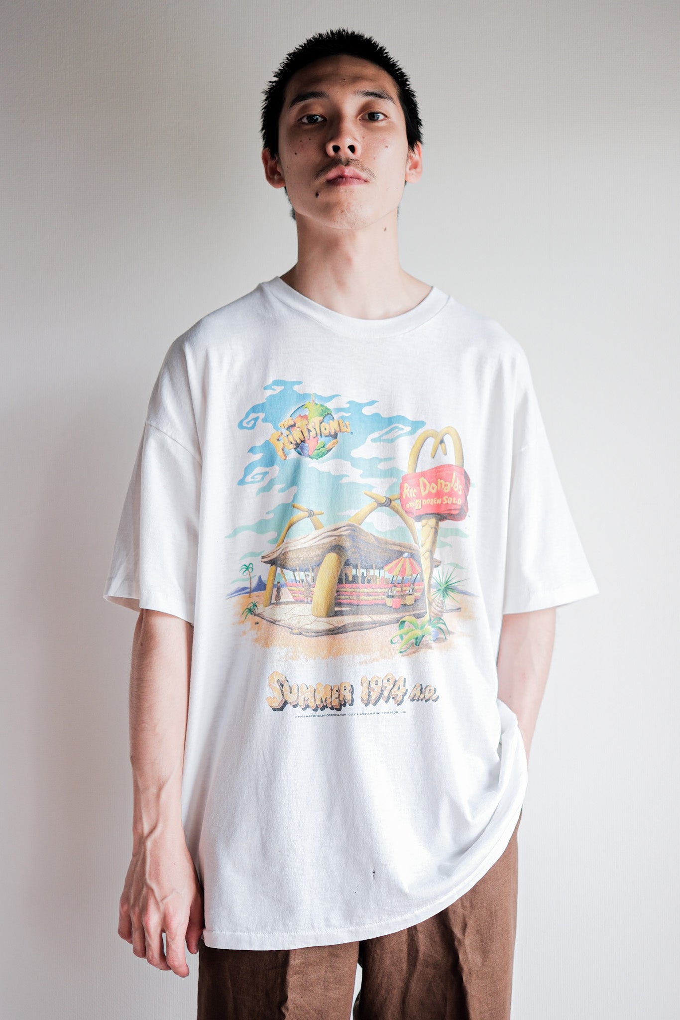 【~90's】Vintage Movie Print T-shirt Size.XL "The Flintstones" "Made in U.S.A."