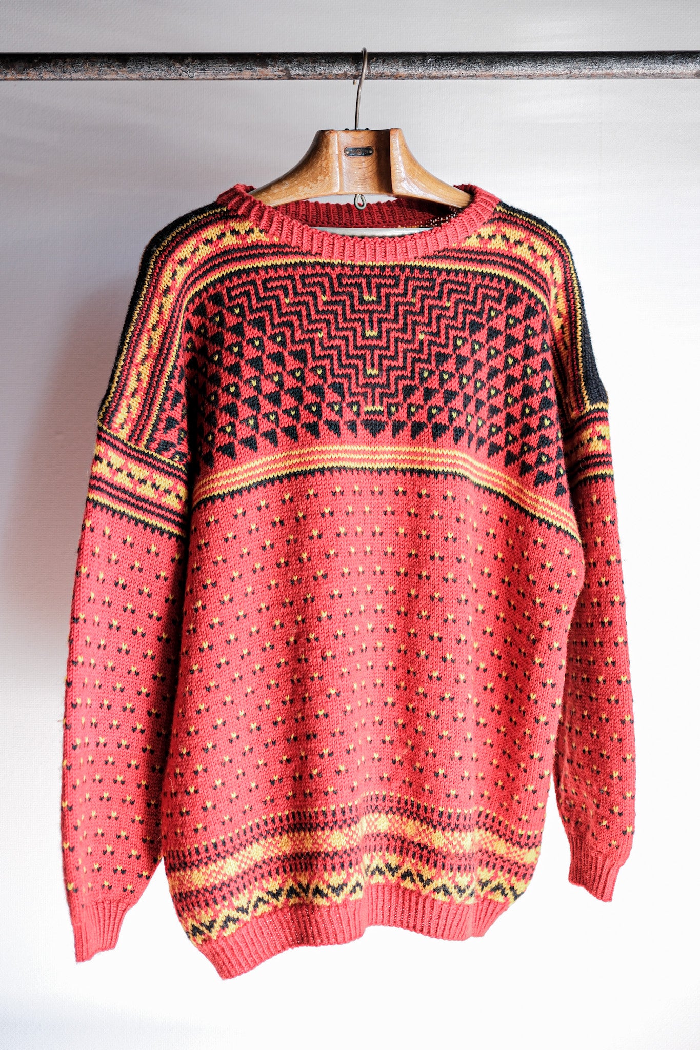 【~60's】British Vintage Fisherman Crew Neck Wool Jumper "Handmade"