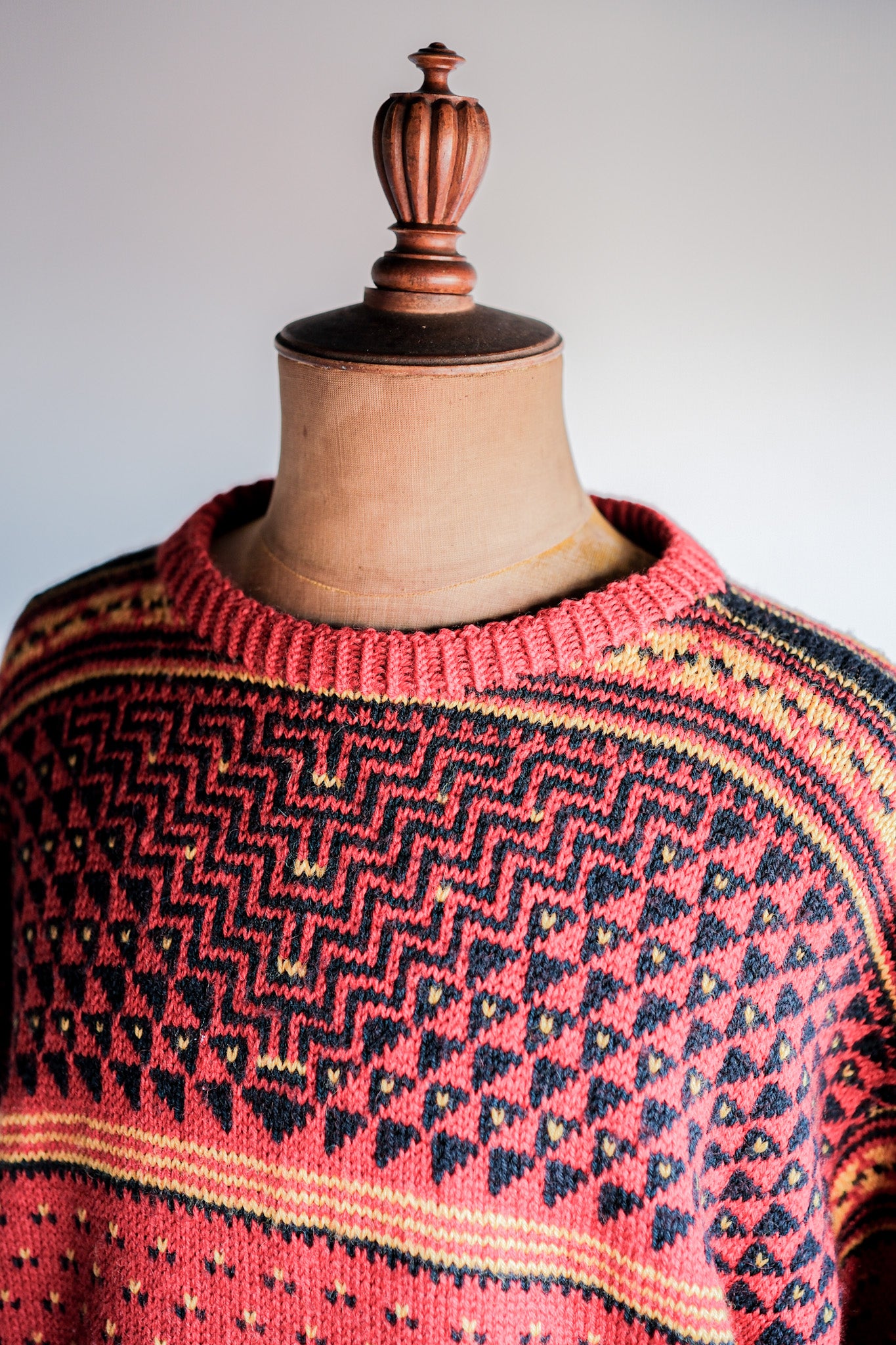 【~60's】British Vintage Fisherman Crew Neck Wool Jumper "Handmade"