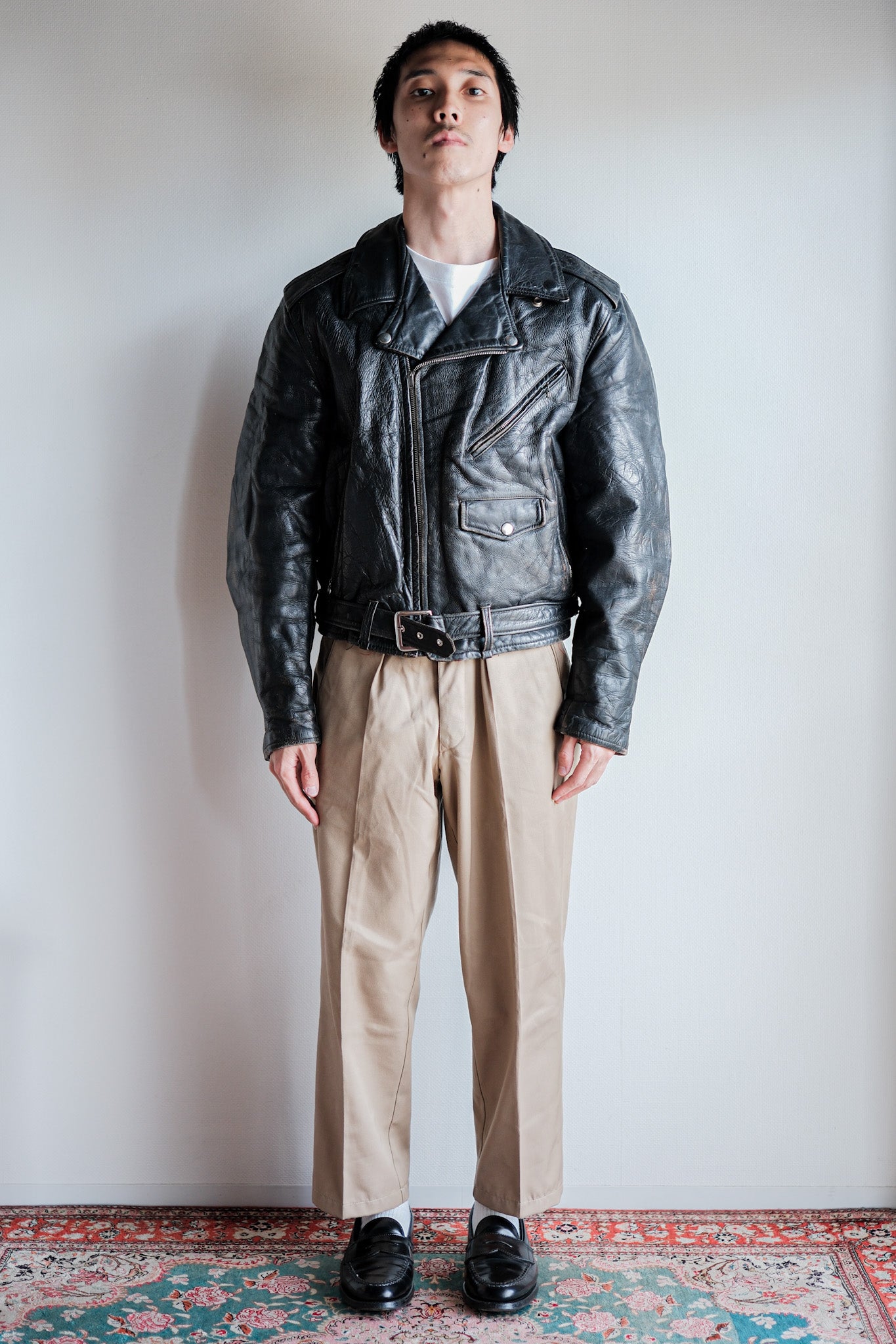 【~50's】American Vintage Two Star Horsehide Motorcycle Leather Jacket "WINDWARD"