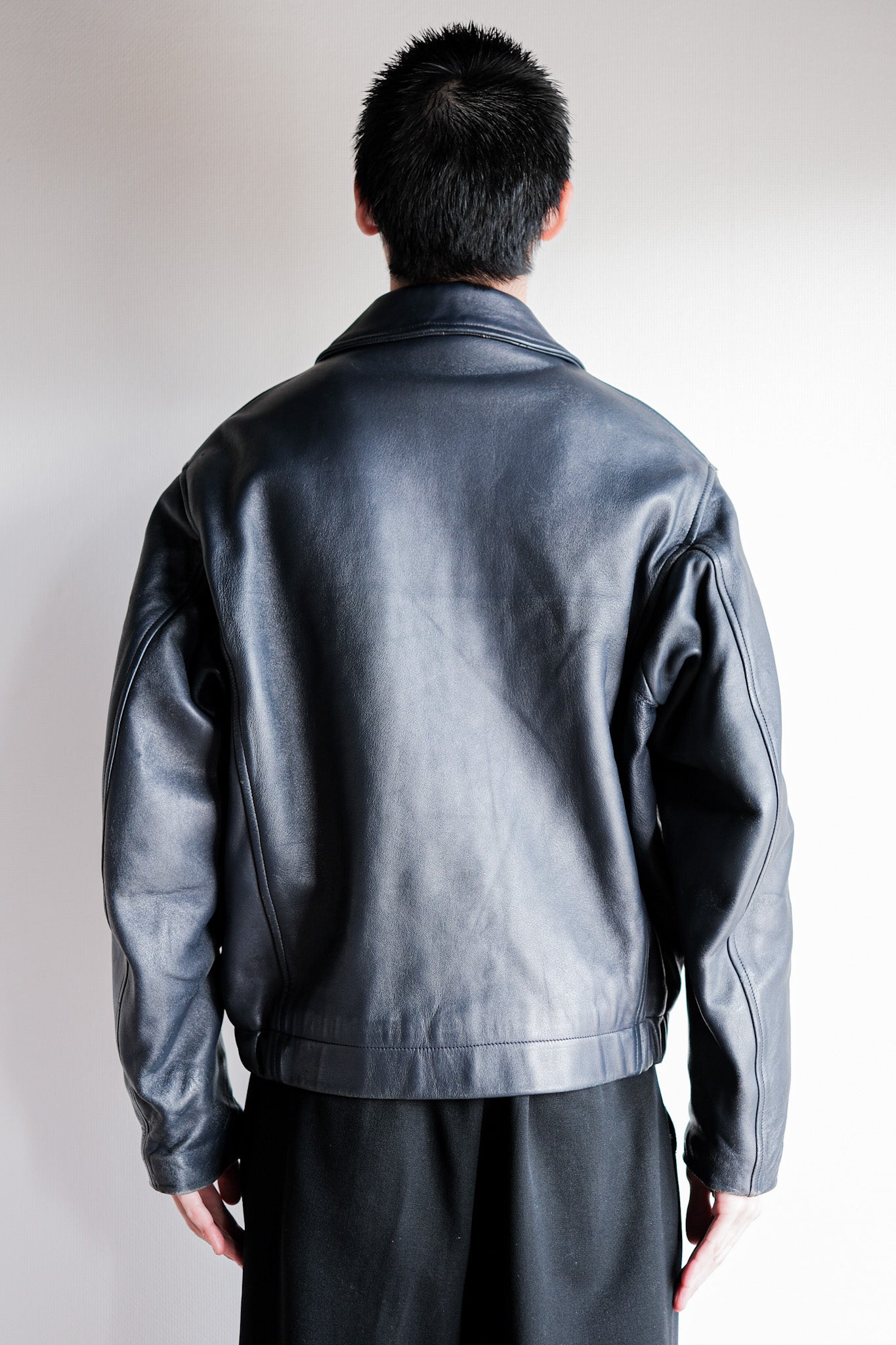 【~70's】French Air Force Pilot Leather Jacket Size.96M