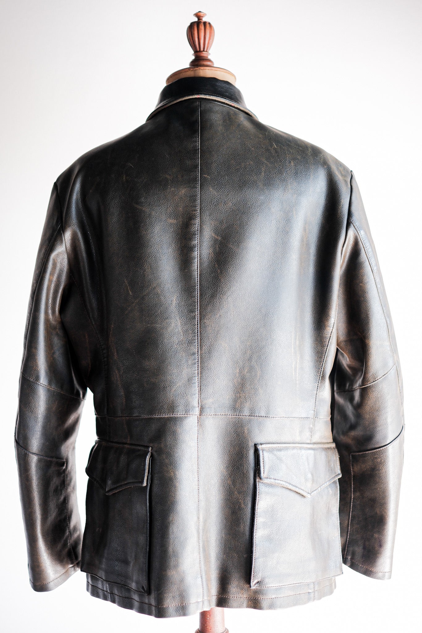 【~90’s】Old ARMANI JEANS M-59 Type PVC Leather Jacket